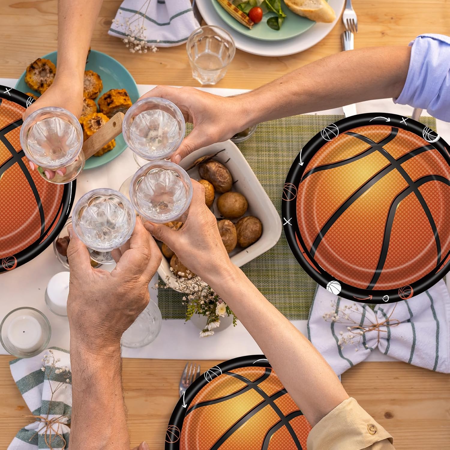 72PCS Basketball Plates and Napkins, Disposable Basketball Party Favors with Forks Basketball Birthday Party Decorations for Boys Sports Table Cover Dinnerware