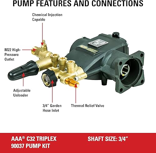 Miniatura 2 de AAA 90030 Triplex - Émbolo de presión horizontal arandela de repuesto de la bomba 9.6GA12 3200PSI @ 2.8GPM con cabeza de latón y tecnología