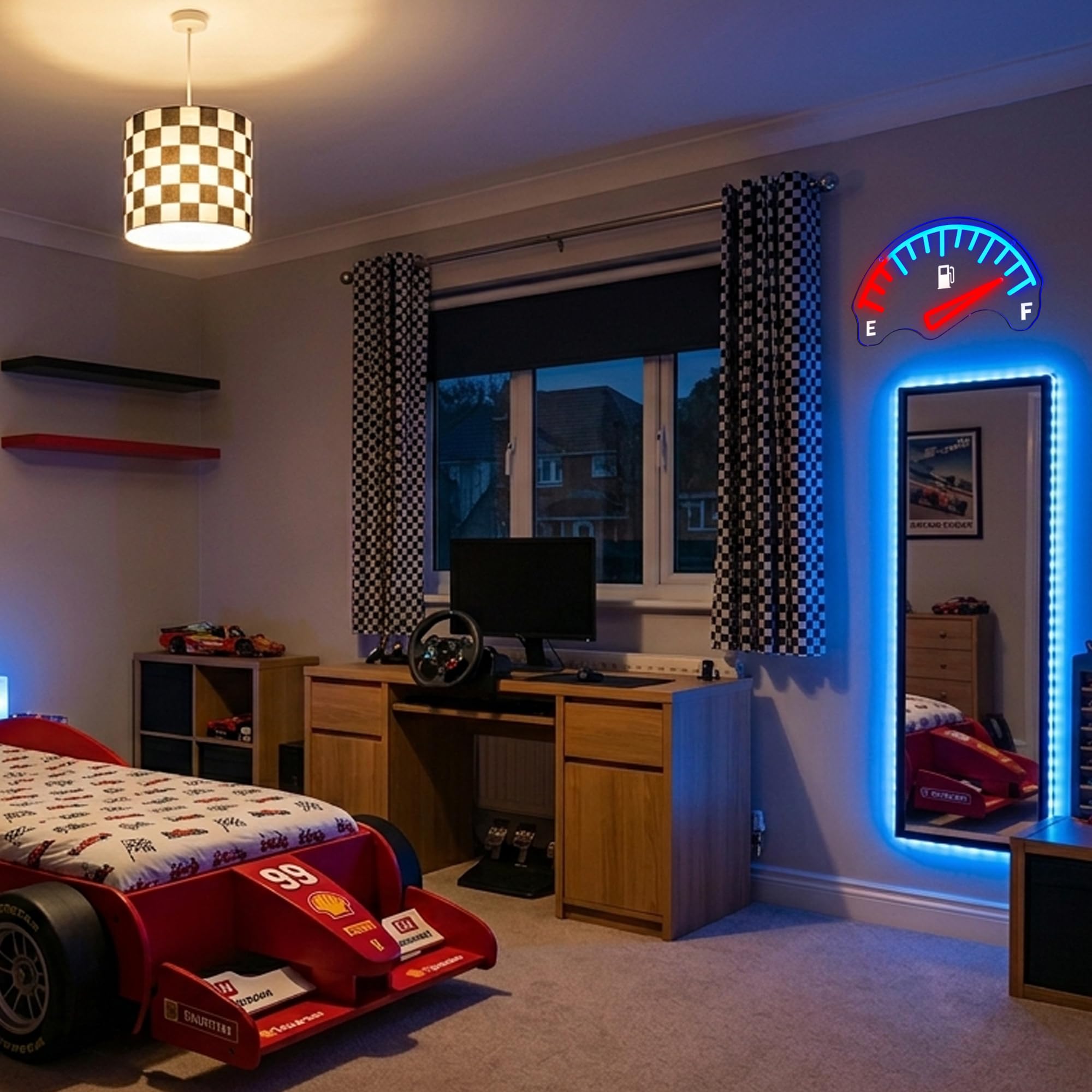 Insegna al neon per garage, indicatore di gas combustibile per auto, luce al neon a LED per negozi meccanici alimentati tramite USB, per sala da pranzo, camera da letto, regali per auto e ragazzi (30