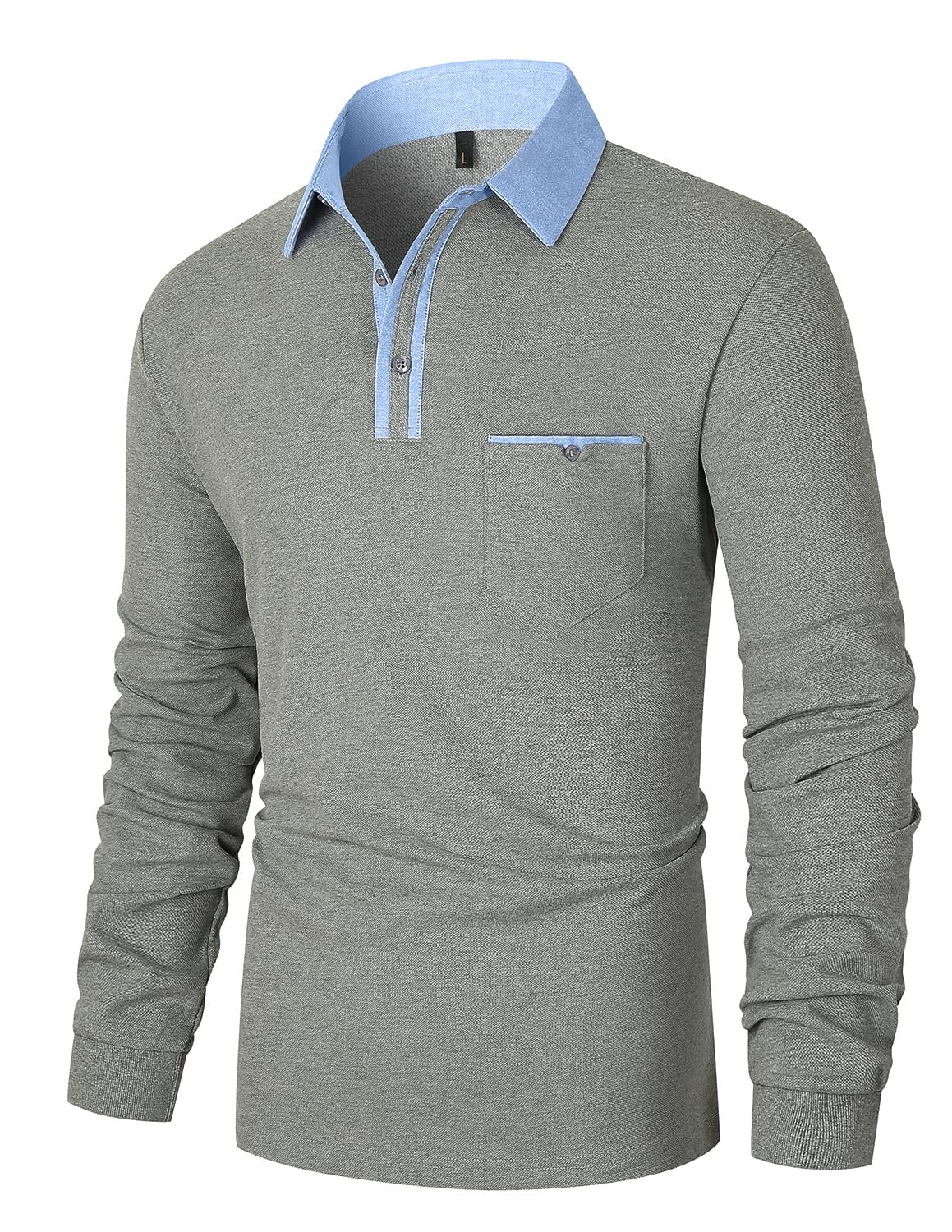 LIUPMWE Maniche Lunga Polo Uomo Pure Cotone Classic Basic Comfort Fashion Sport Top