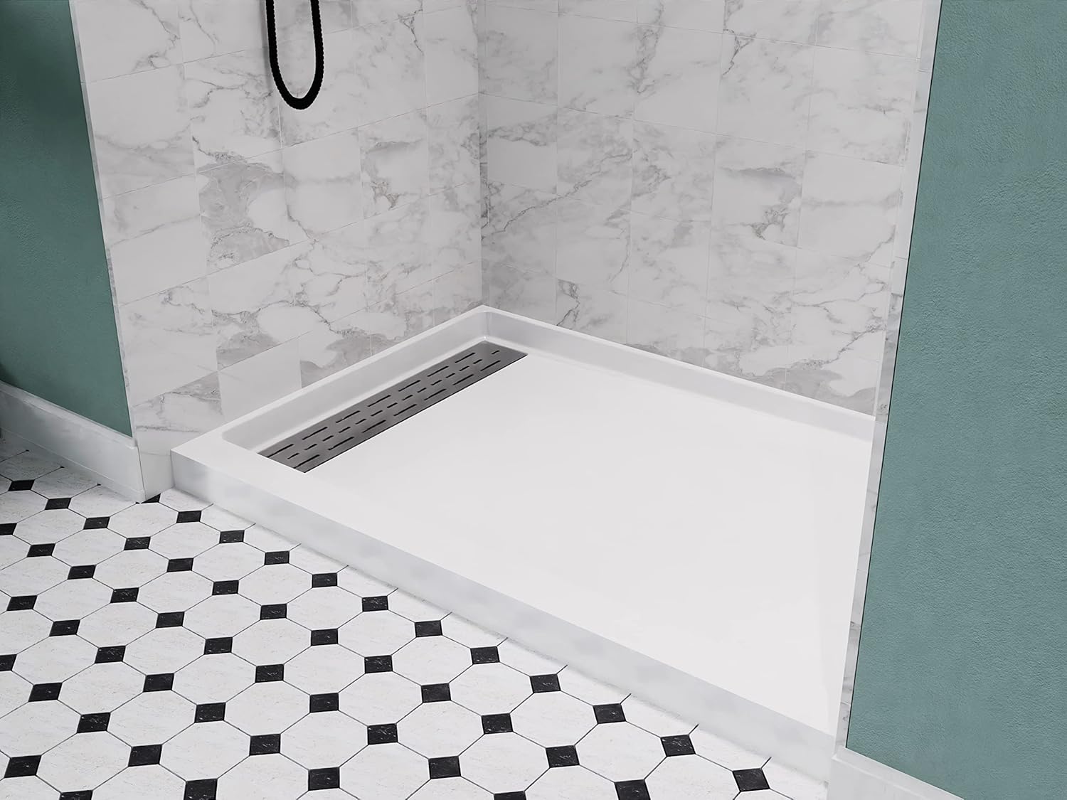 ANZZI Alexander Shower Base 60 in. L x 36 in. W Corner Shower Pan Base with Left Drain in Glossy White Marine Acrylic