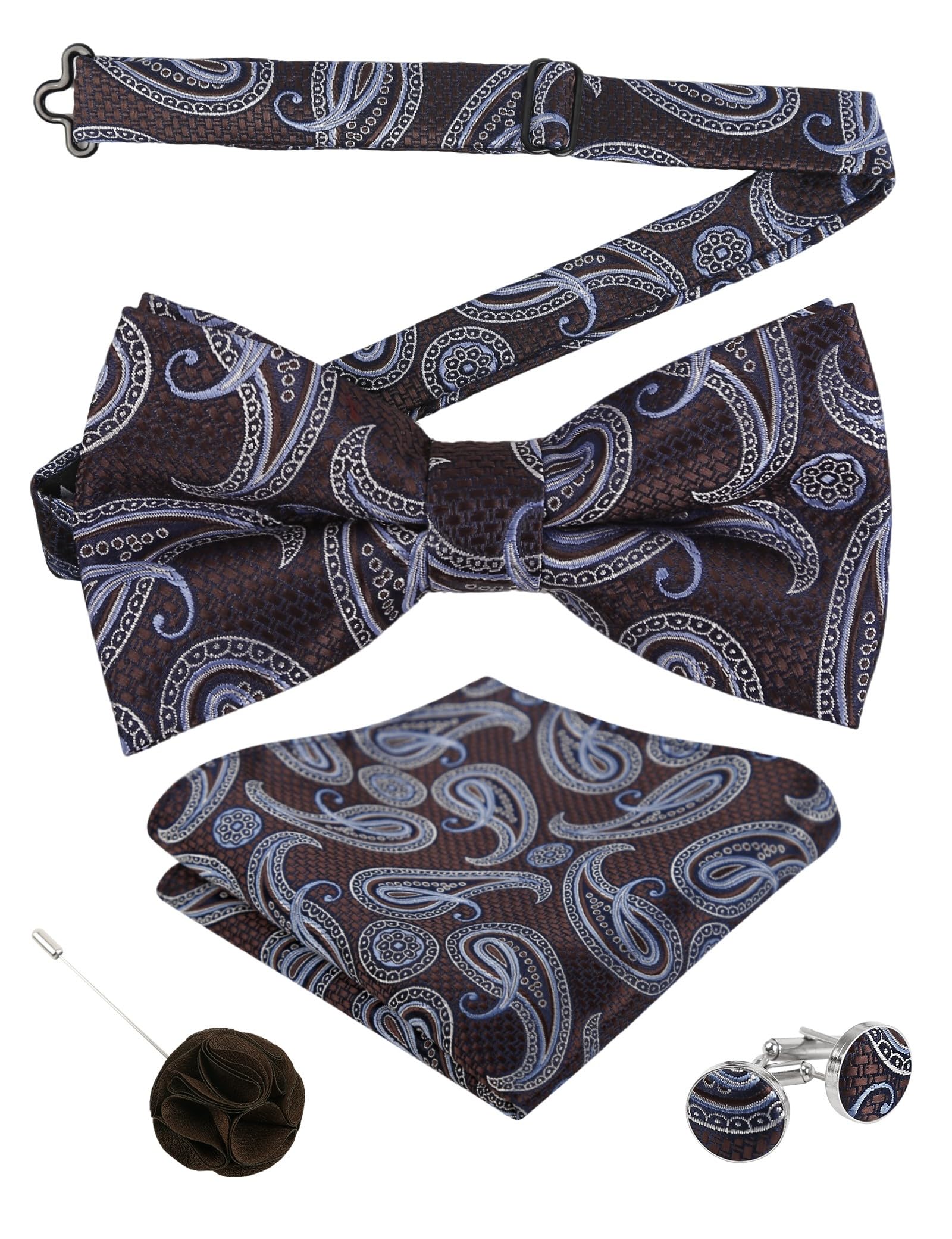 Alizeal Mens 4pcs Vintage Paisley Bow Tie Set