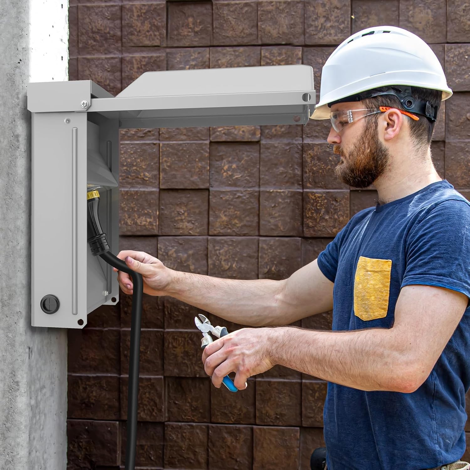 Heavy Duty Pre-Drilled 50 Amp Generator Inlet Box 3R NEMA SS2-50P Big Spac for 3-Prong Generator Cord 125/250V 3750/7500W 50a Power ETL Listed Waterproof for Outdoor