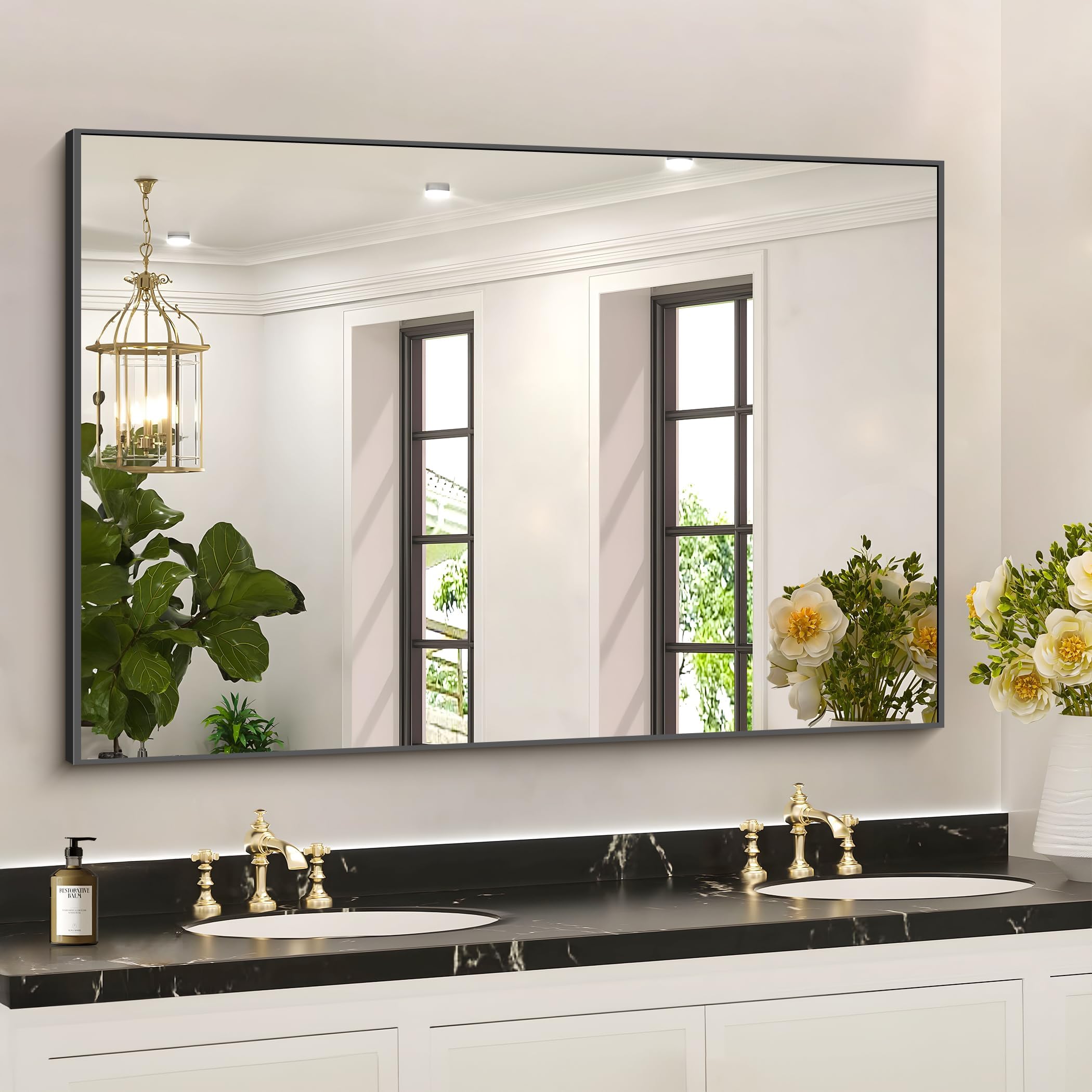 Amazon.com: COFENY 36x50inch Bathroom Mirror, Black Rectangle