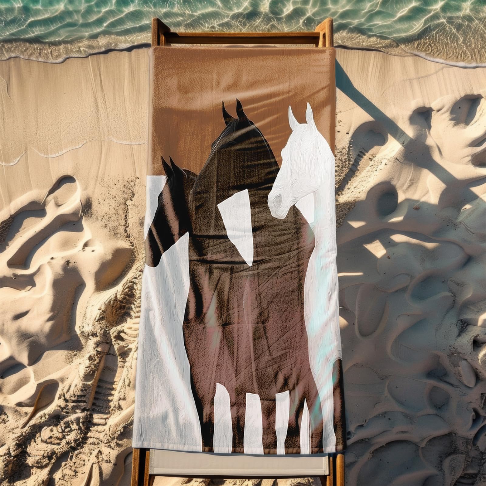 Générique Serviette Microfibre Plage Modèle Noir Blanc