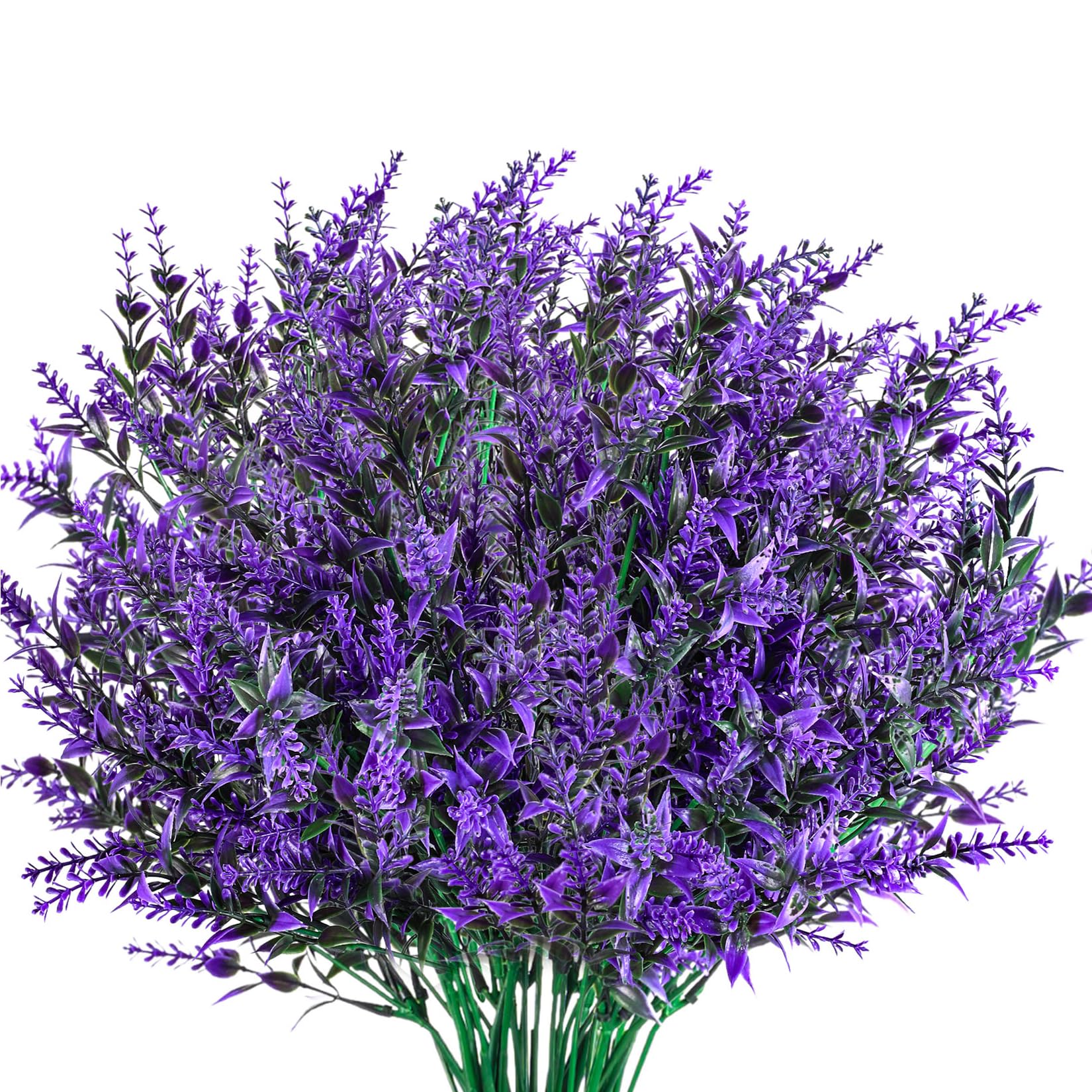 LeLiangLiang 6 Pcs Artificial Lavender Flowers Plastic Decorative Flowers Indoor and Outdoor Fake Plants UV Resistant Shrubs Bushes Greenery Hanging Planter for Home Garden Office Grass Table(Purple)