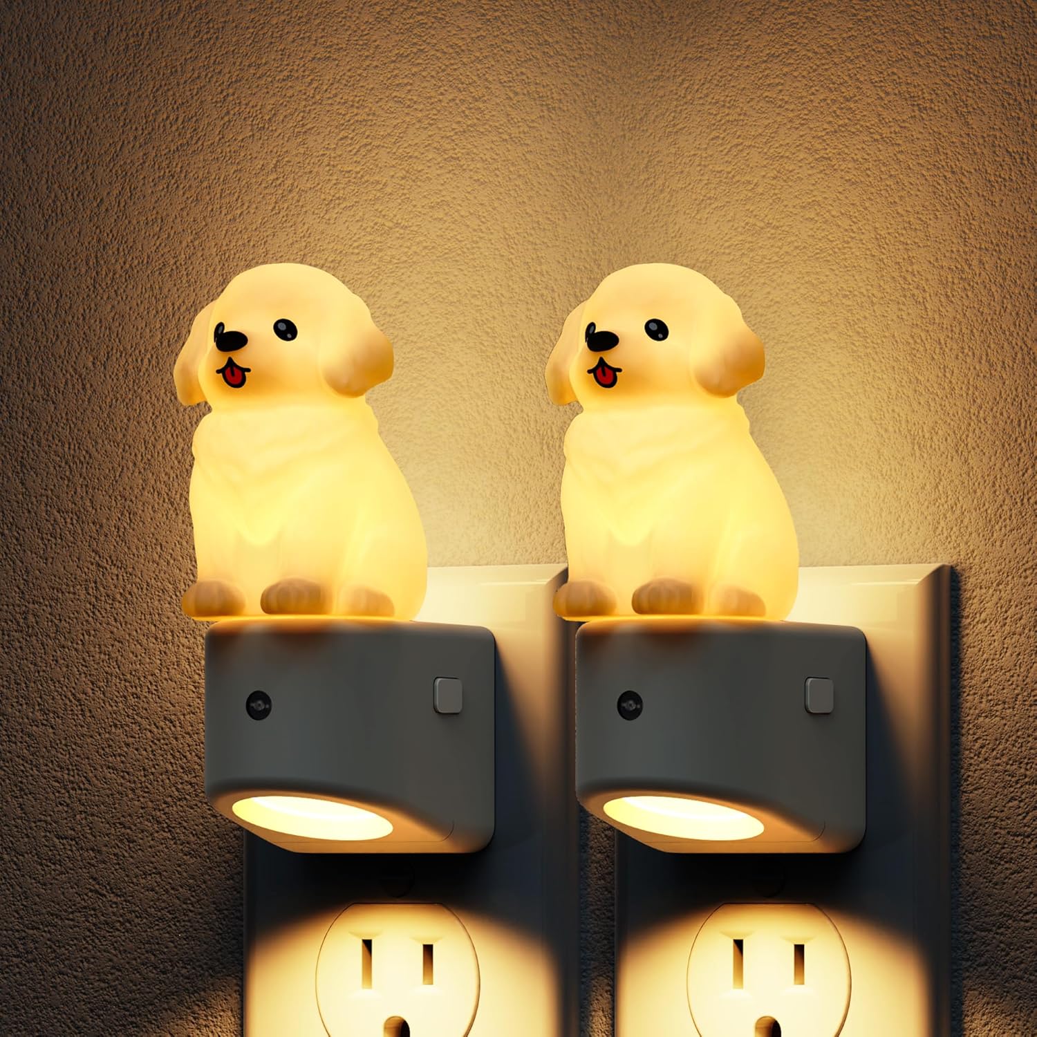 L LOHAS LED Night Light for Kids,3D Cute Puppy Night Lights,Dachshund with Dusk to Dawn Sensor, RGB+Soft White 3000K,Dog Night Light,Birthday Gift Nightlight for Kids, Room Decor,2Pack