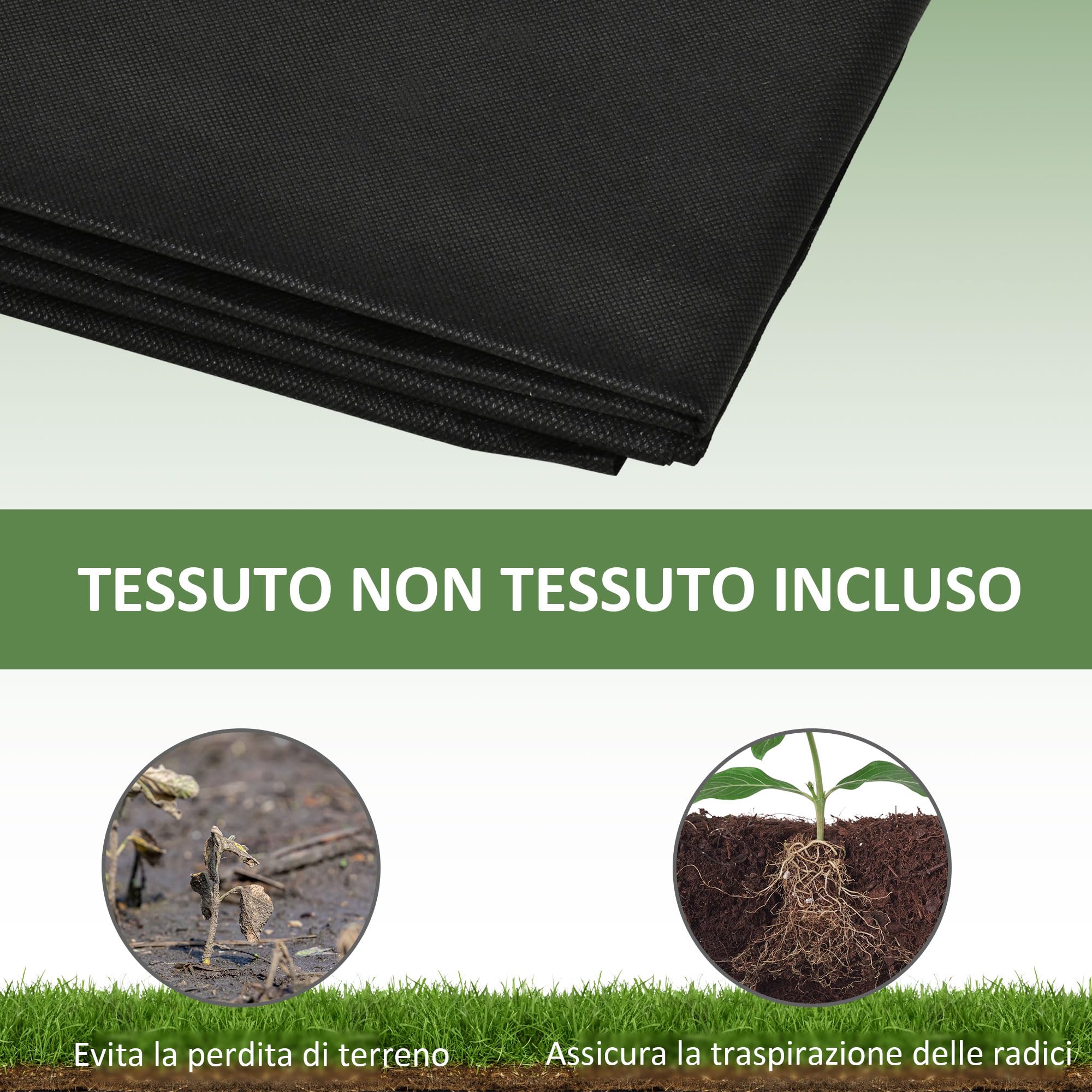 Outsunny Letto per Orto Rialzato, Fioriera con Fondo Aperto 244x61,5x27cm | da Esterno, Legno di Abete, 2 Sezioni Interne Separate, Cassone per Orto a Terra in Legno