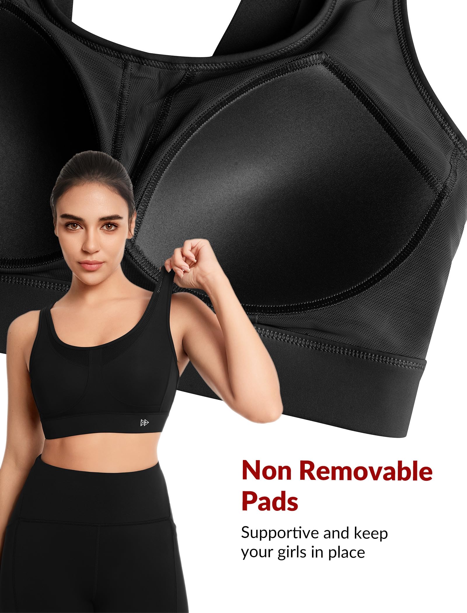 Yvette Soutien-gorge de sport réglable pour femme, soutien élevé, grande poitrine, sans fil, pour la course à pied, l'entraînement, le sport, grande taille