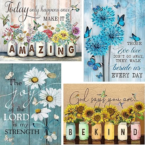 Paquete de 4 kits de pintura de diamantes para adultos, kits de diamantes para principiantes, pintura de diamante de taladro completo para adultos y