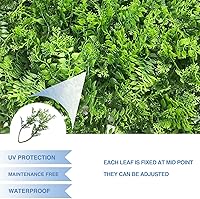 Vista 4 de E&K Panel de valla de plantas artificiales de 20 x 20 pulgadas, hojas sintéticas, césped, panel decorativo para interiores y exteriores