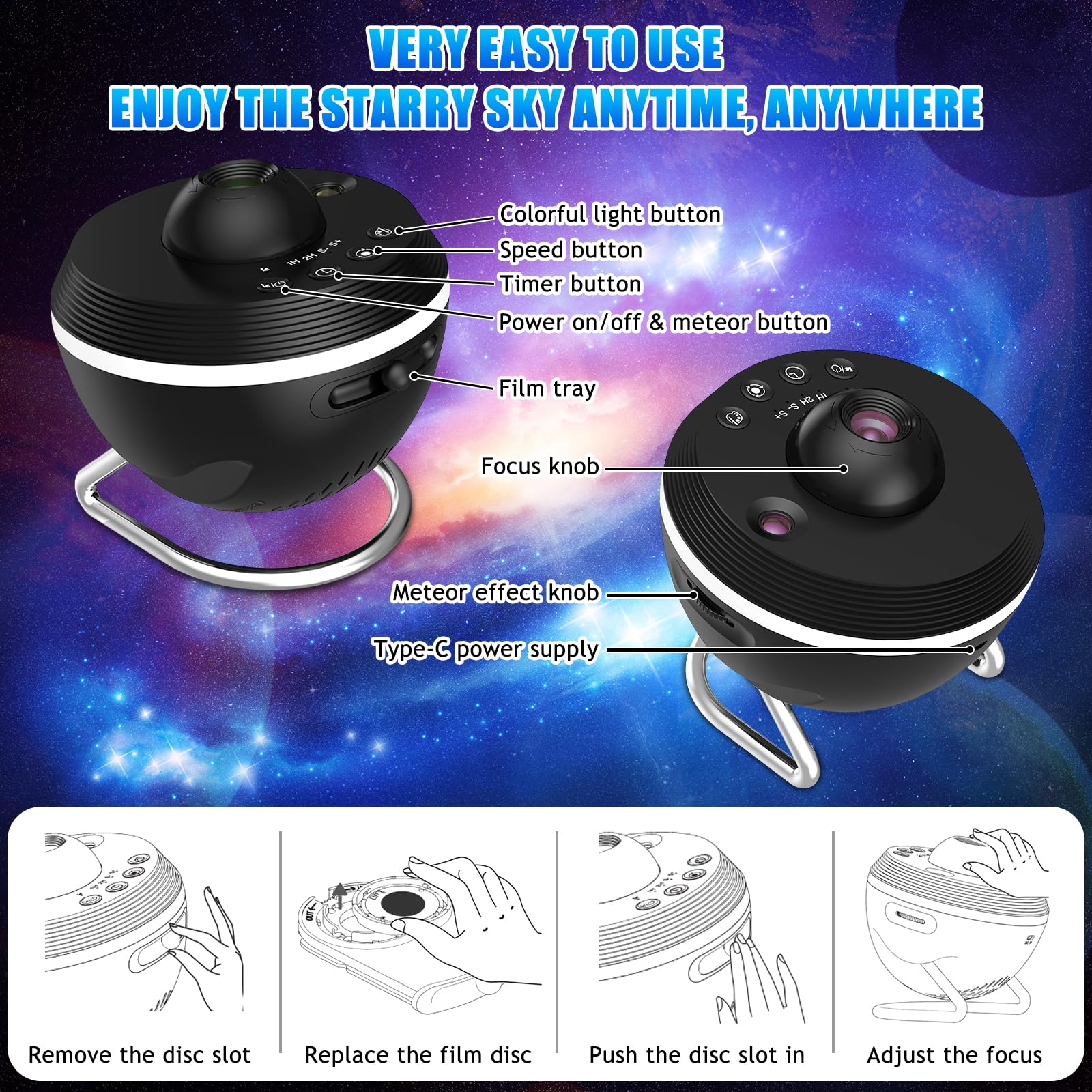 Amazon.co.jp: Viitech Galaxy プロジェクター、13 フィルムディスク