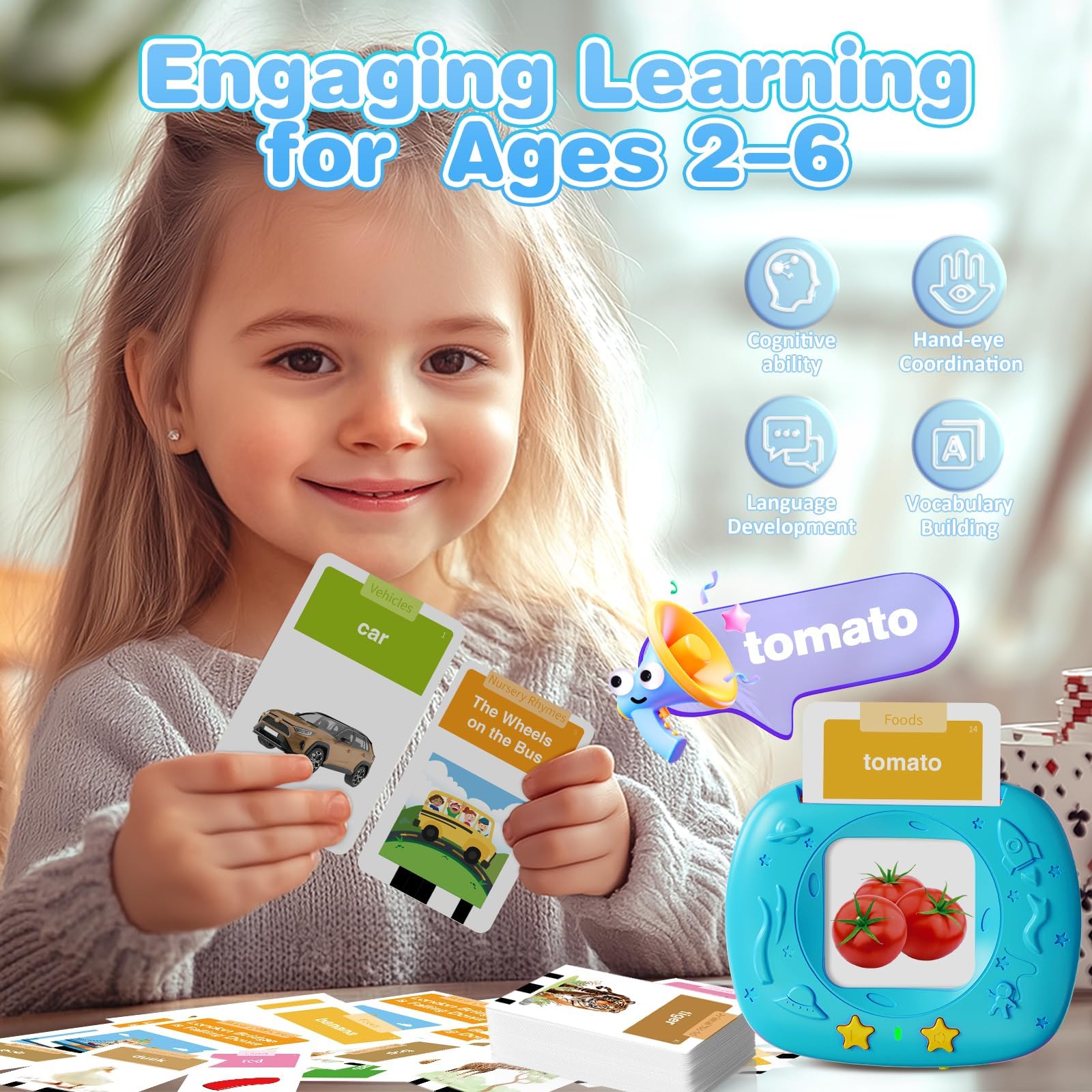 HOMESTEC Toddlers Talking Flash Cards, 144 English Visual Words with Pronunciations and Sounds, British Accent - Image 2