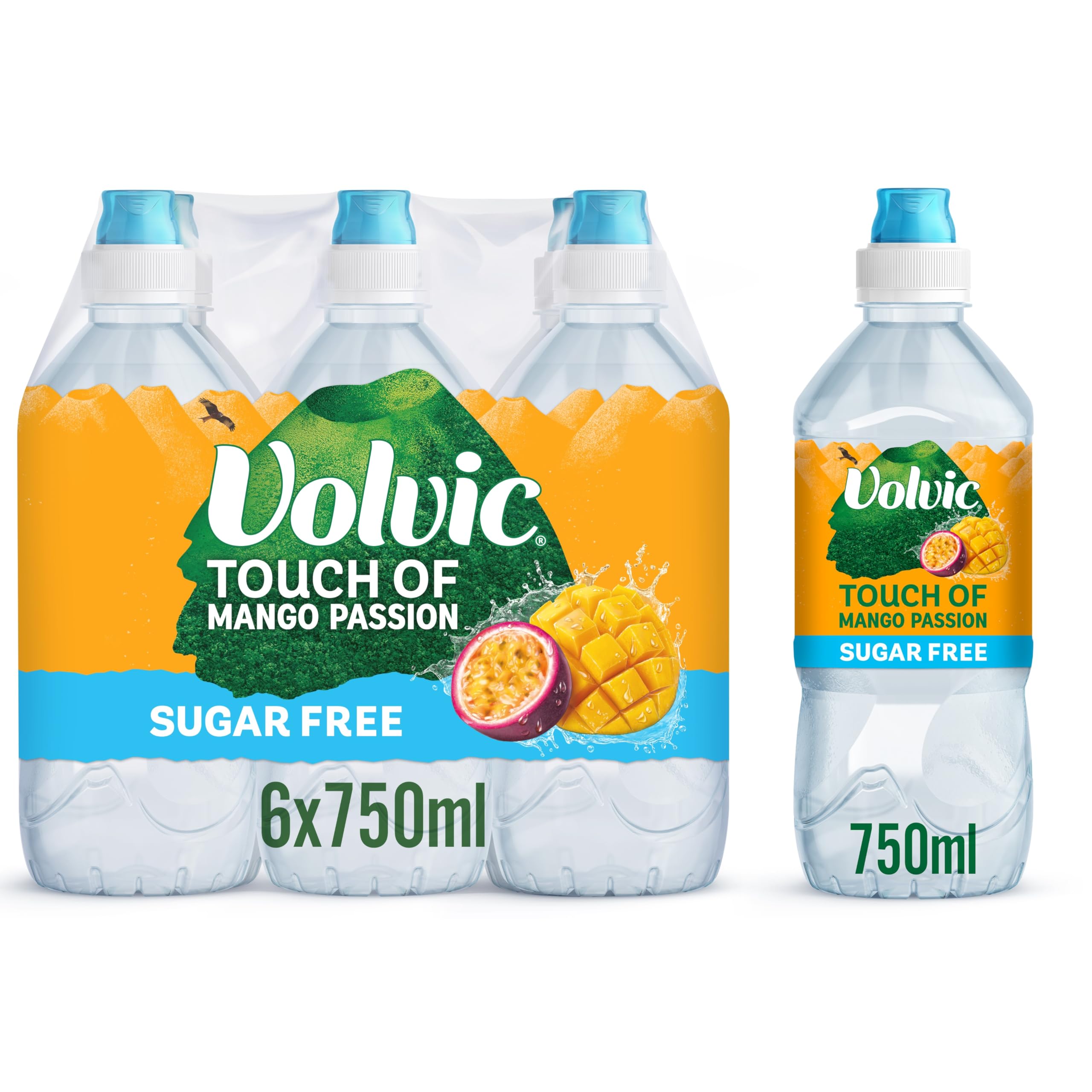 Volvic Touch of Fruit Mango Passion Fruit Sugar Free Still Flavoured Water Multipack 6x750ml