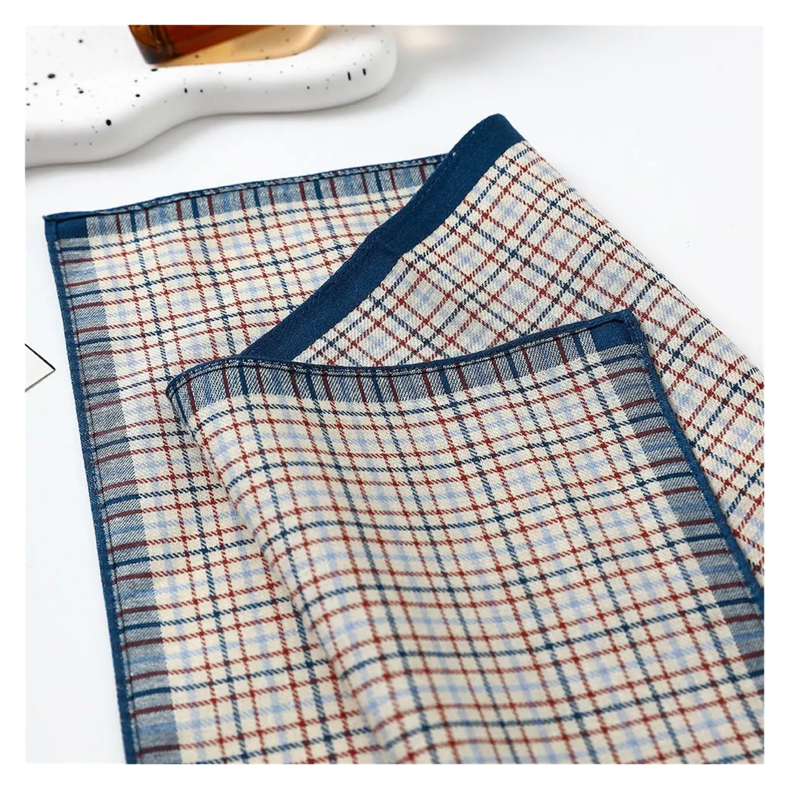 Pañuelo Traje Hombre Pañuelo de algodón puro for hombre, toalla bolsillo a cuadros negocios, tira satén teñida, 43cm, 3/6 Uds