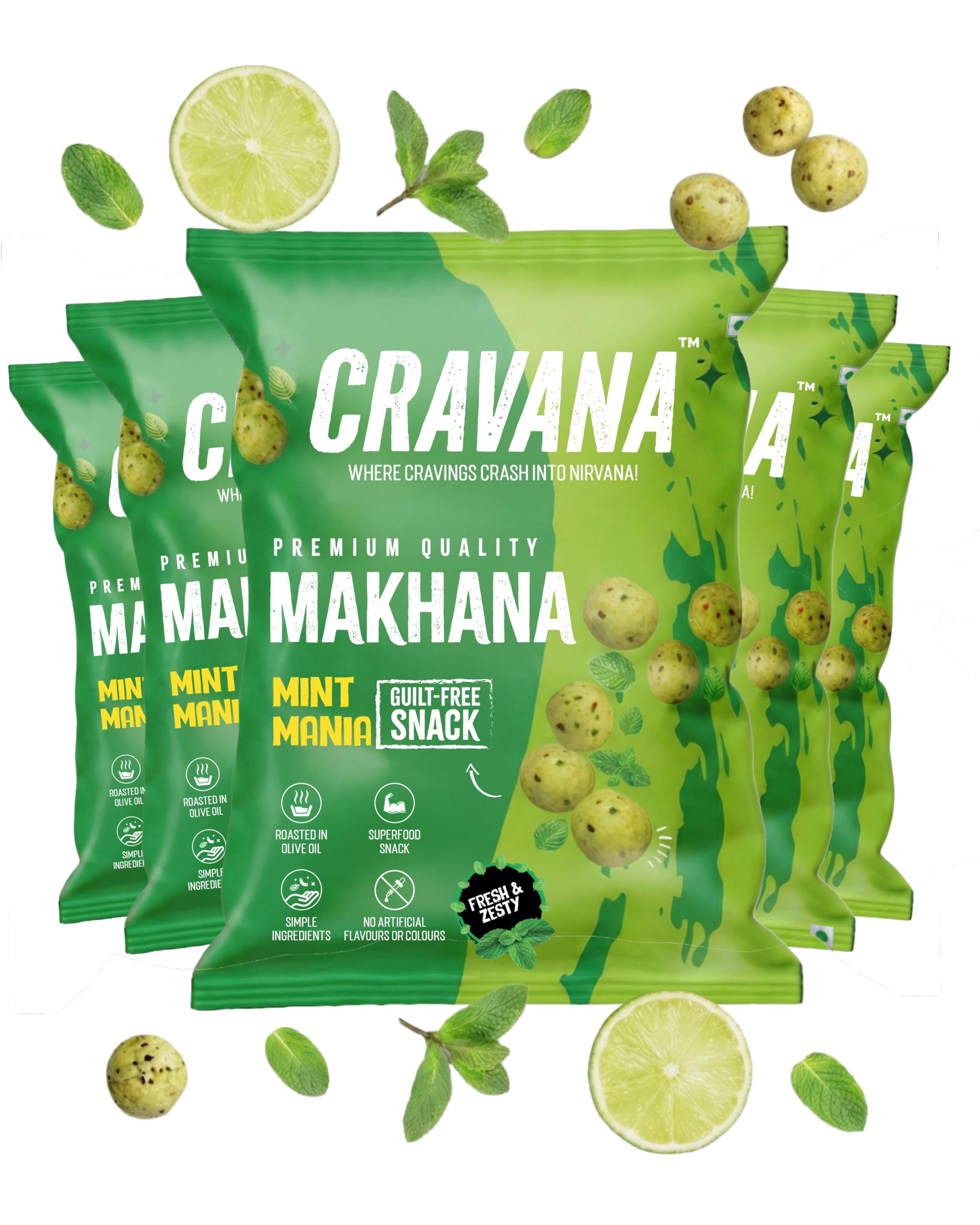 CRAVANA | Pudina Makhana | Healthy Snack | No Artificial Color and Flavour | Roasted In Olive Oil | Superfood Snack | Gluten Free | Plant Based | Puffed Snacks | Roasted Makhana | Mint Flavour | Pack of 6 | 16g-image-22