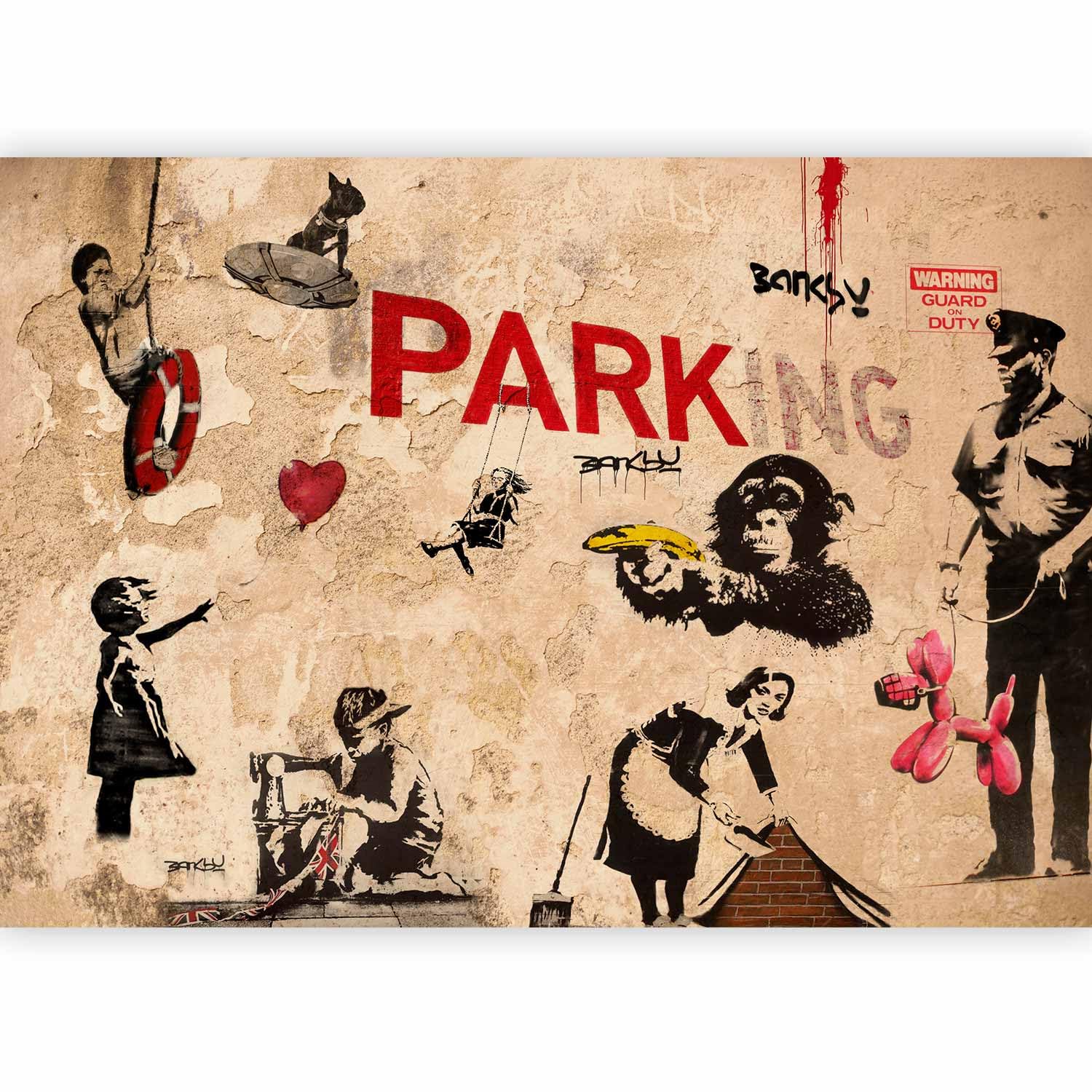 Fototapete murando 400x280 cm Vlies Tapeten Wandtapete XXL Moderne Wanddeko Design Wand Dekoration Wohnzimmer Schlafzimmer Büro Flur Banksy Graffiti Mural i-A-0107-a-d