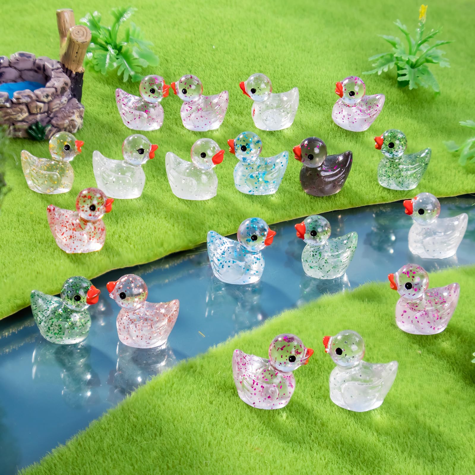 Lot De 100 Mini Canards Phosphorescents En Résine – 1,5 Cm – Pour Maison De Poupée, Déco Et Aquariums