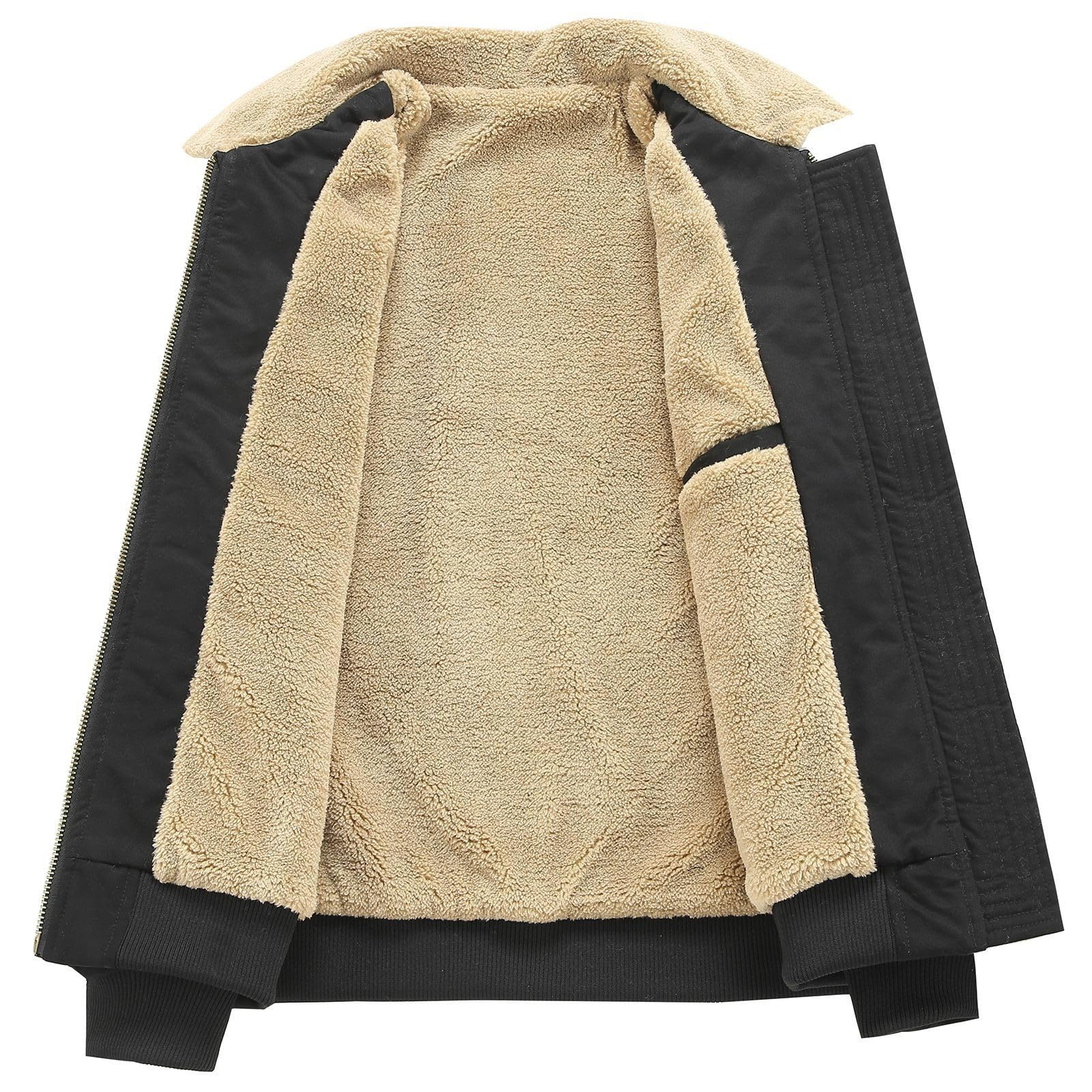 Veste Polaire Homme Travail - Veste épaisse pour l'hiver, Manteau Chaud doublé Polaire avec Isolation Thermique épaisse, vêtements d'extérieur pour Temps Froid