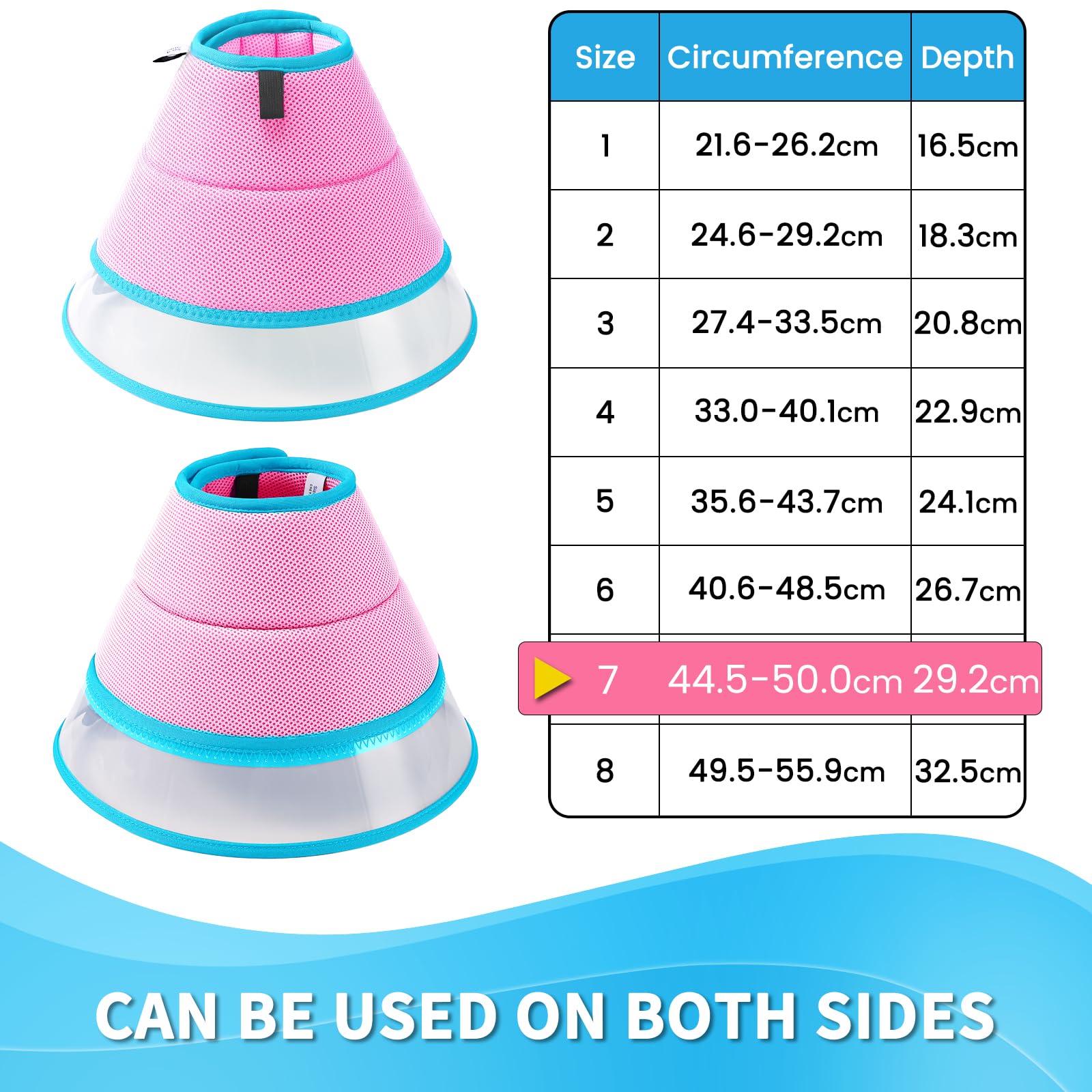 Collare Elisabettiano Cane Morbido, Collare Protettivo per Cani e Gatti, Collare a Cono Traspirante per Cani, Protettivo per Recupero Postoperatorio, Collare Anti Morso o Leccato (Pink, Size 7)