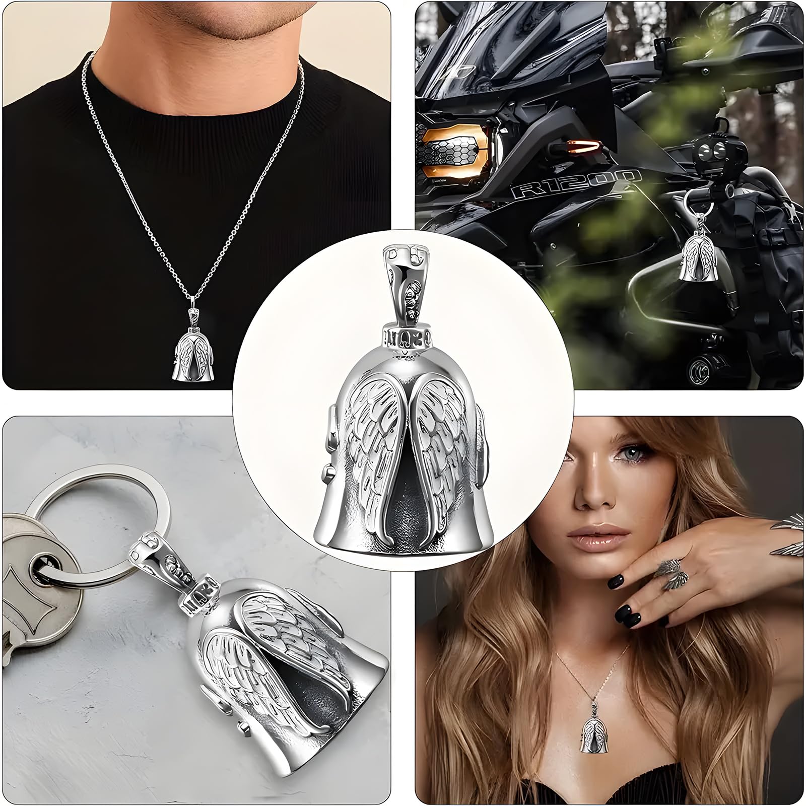 Angel Guardian Riding Bell With Chain Stainless Steel Loud Sound