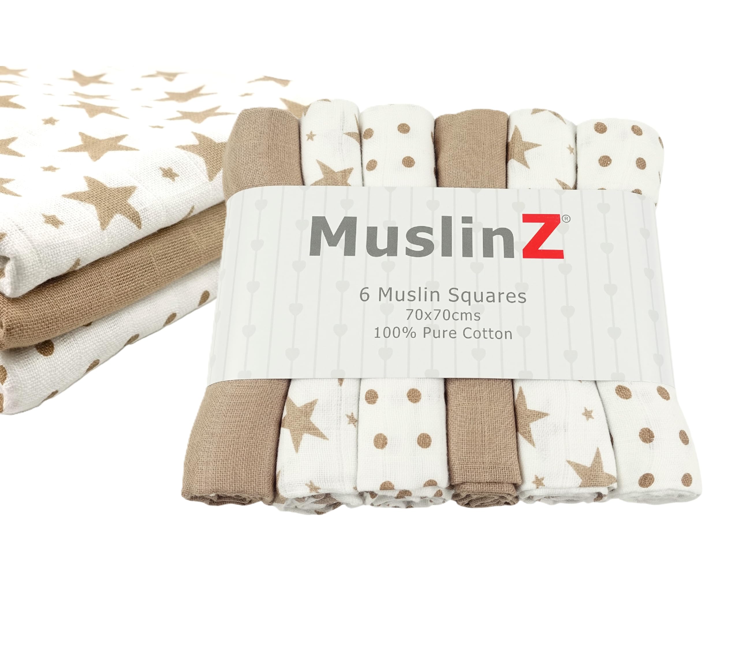 MuslinZ - Confezione Da 6 Panni Quadrati In Mussola Di Puro Cotone 100