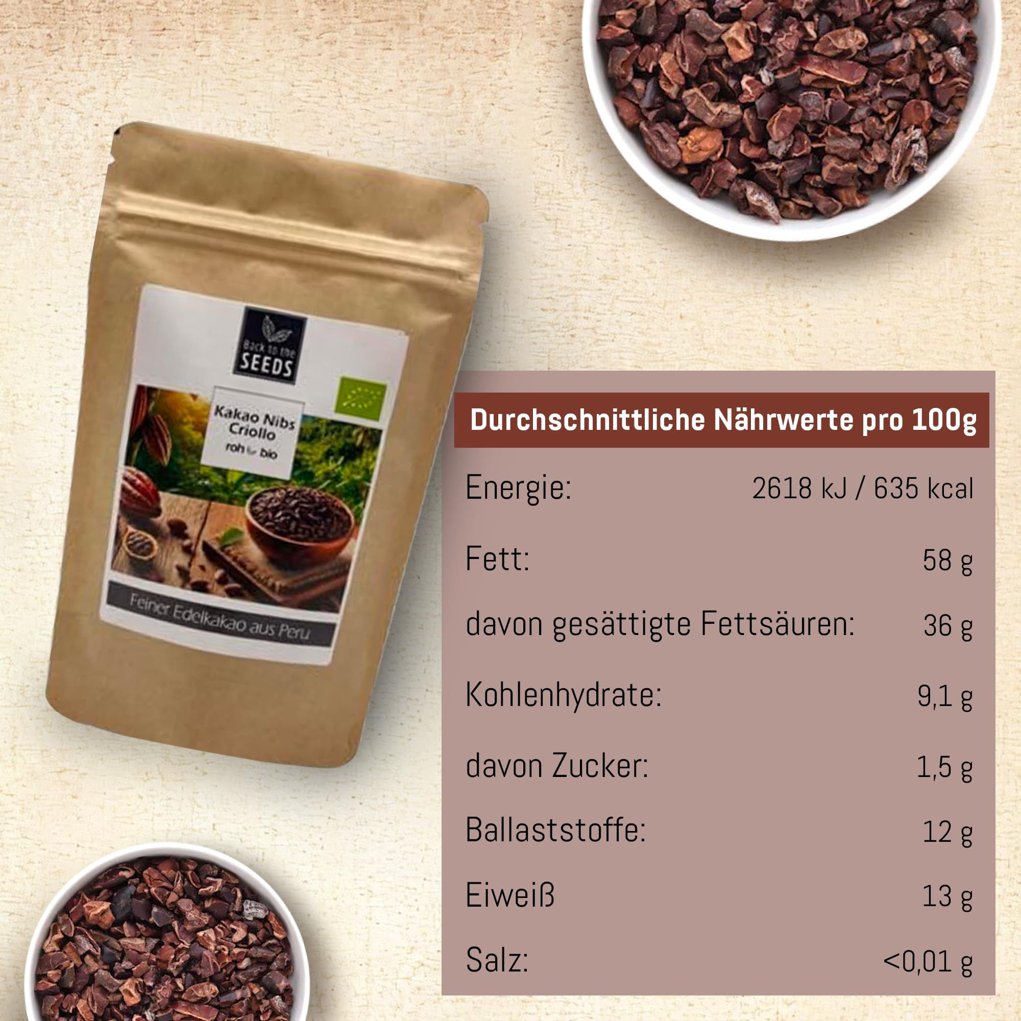 Nibs biologico di cacao (400 g)