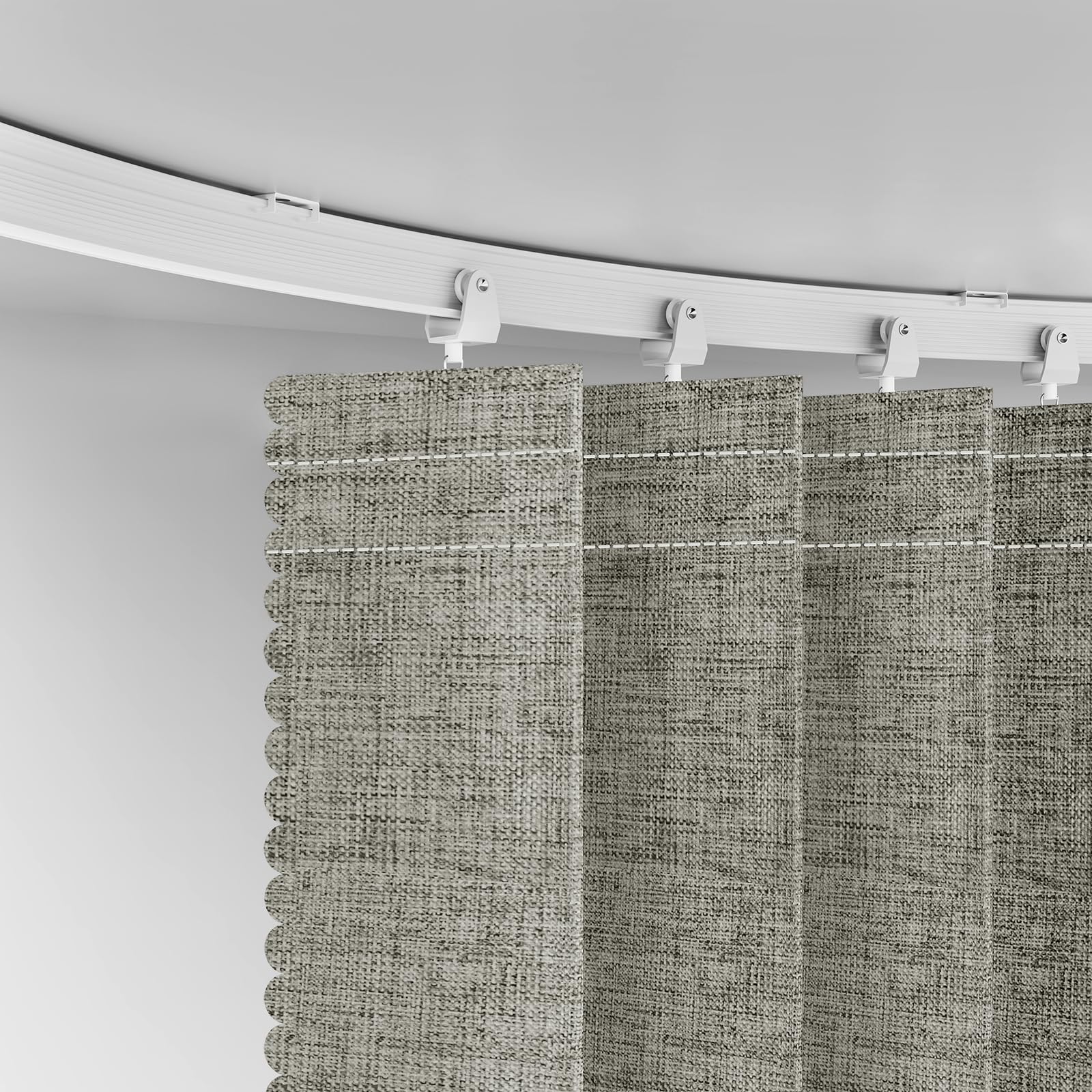 AJAZZ Blickdichter Vorhang als Falttür & Raumtrenner, Flexibler Paravent mit Biegsamer Schiene, Sichtschutz für Schlafzimmer, Balkon & Home Office, Grau, H213 x B254 cm (1er Pack)