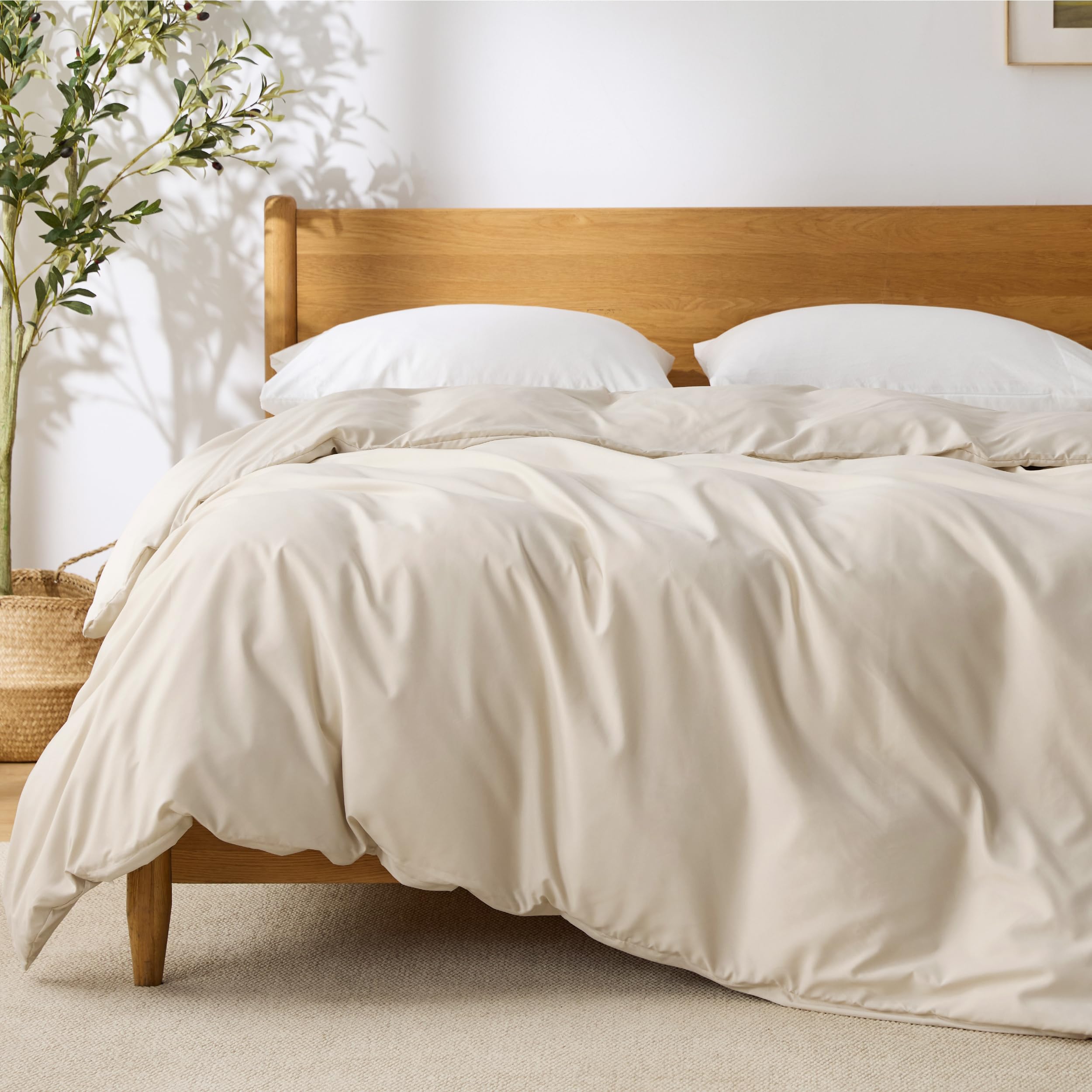 Bedsure Duvet Cover Queen Size, 1Pc Soft Double Brushed Bedding, Beige