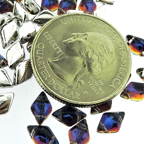 Miniatura 3 de Cuentas de cristal checo GemDuo Beads, cuentas en forma de diamante de 2 agujeros, 0.197x0.315 in, 0.35 oz, vapor retroiluminado
