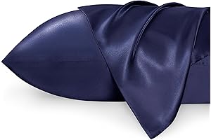 Bedsure Navy Satin Pillow Cases Set of 2 for Hair and Skin