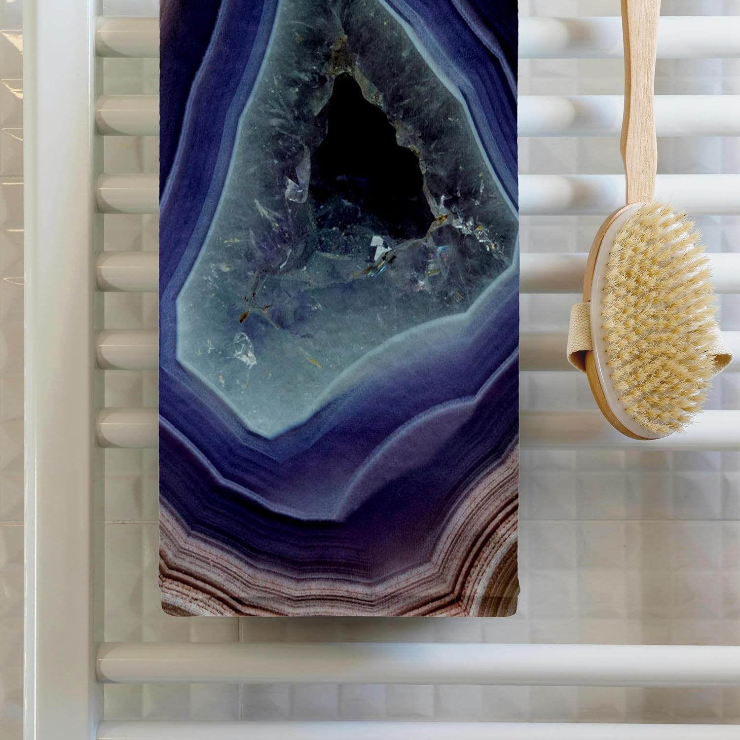 3dRose Laguna Banded Agate, Quartzsite, Purple and Brown 22x30 Bath Hand Pool Towel