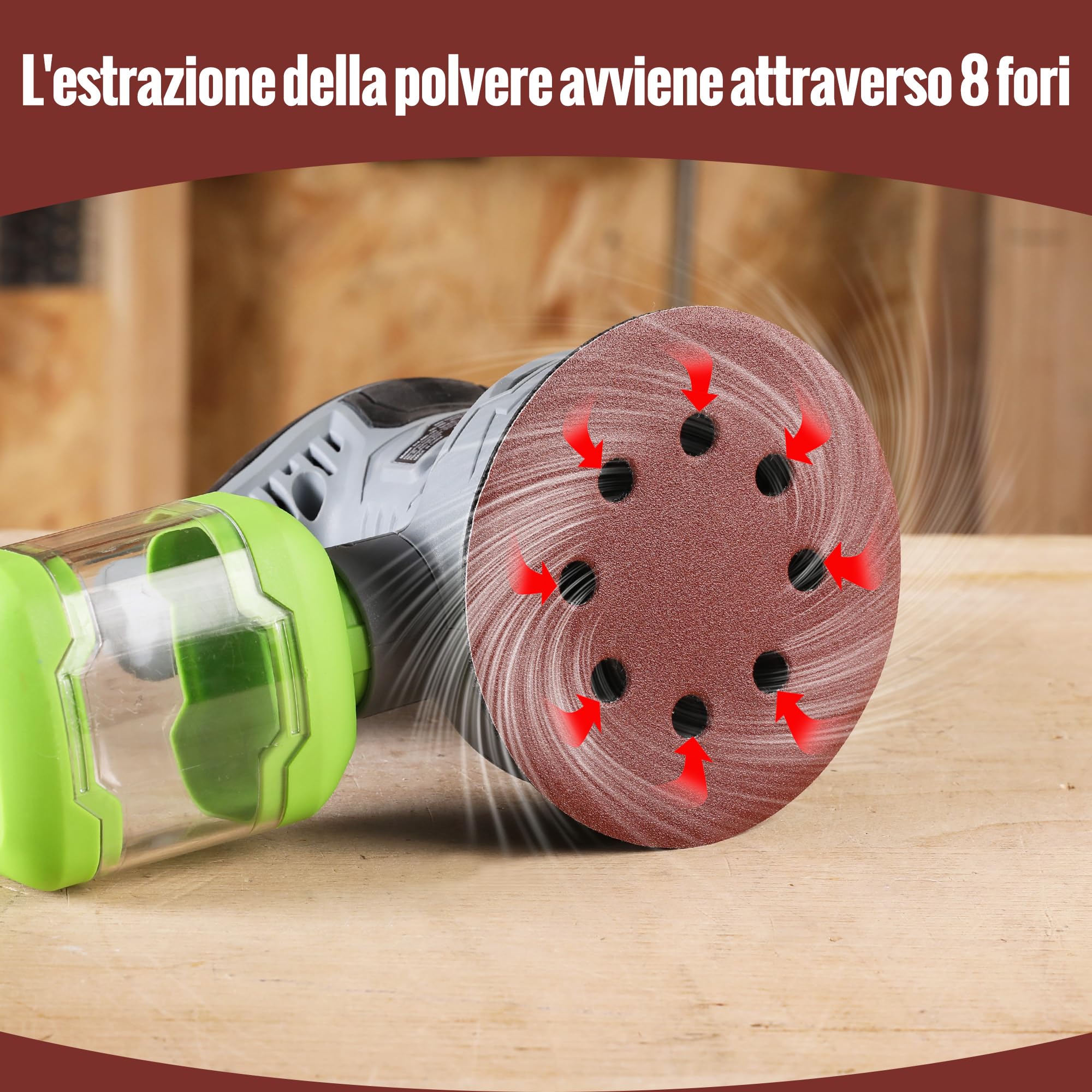 WORKPRO 150 Pezzi Dischi Abrasivi 125mm, Carta Vetrata per Legno con 8 Fori, Grana 60,80,100,120,150,180,240,320,400,600 Carta Abrasiva per Levigatrice Orbitale per legno