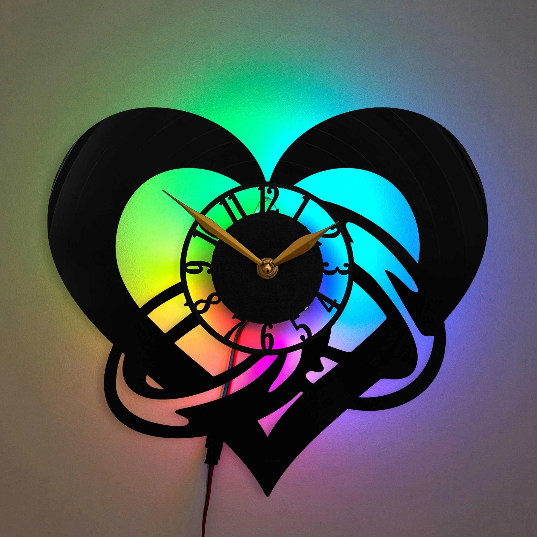 Heart Shaped Wall Clock – LED Love Decor for Couples, Romantic Gift for Bedroom, Unique Artistic Heart Accent, Modern Valentine’s Room Art, Sweet Relationship Decor Gift, Black