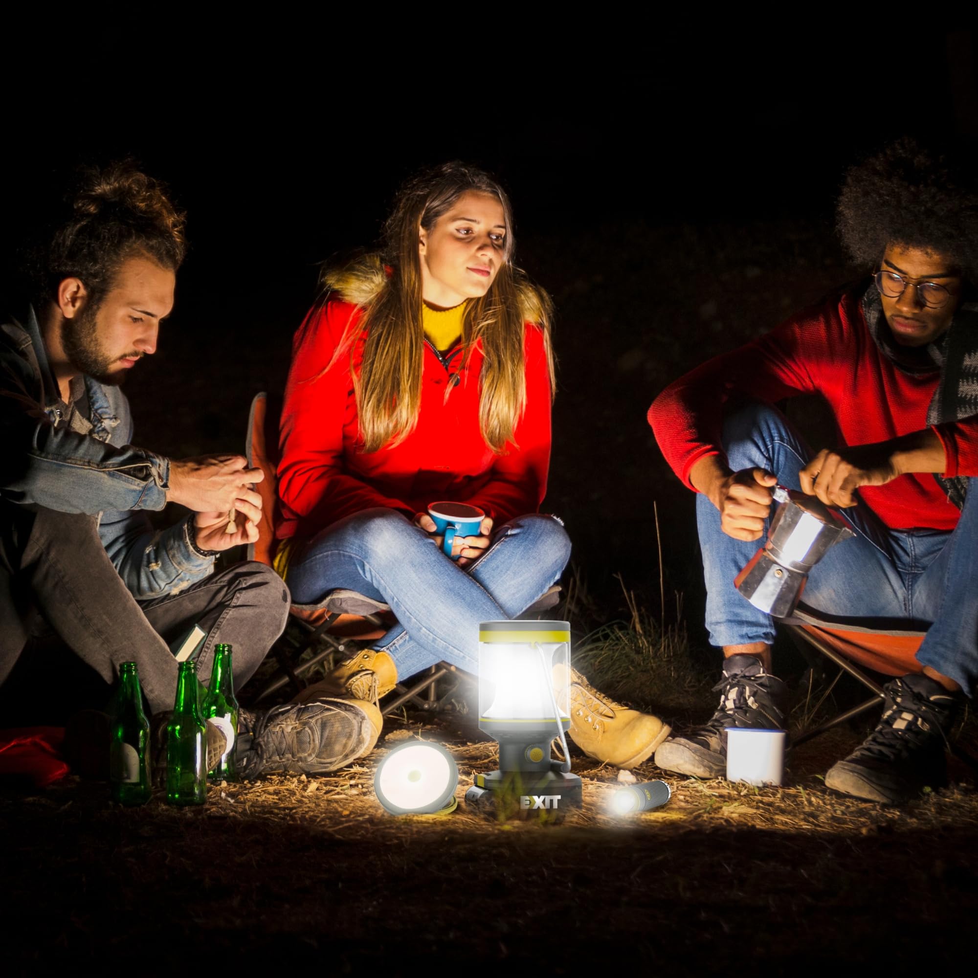 EXIT 20V 3-in-1 LED-Laterne, Campinglichter mit eingebauter Taschenlampe | Campinglampe aufladbar, multifunktionale Campinglichter mit eingebauter Taschenlampe, ideal für Jagd, Notfälle, 800 Lumen