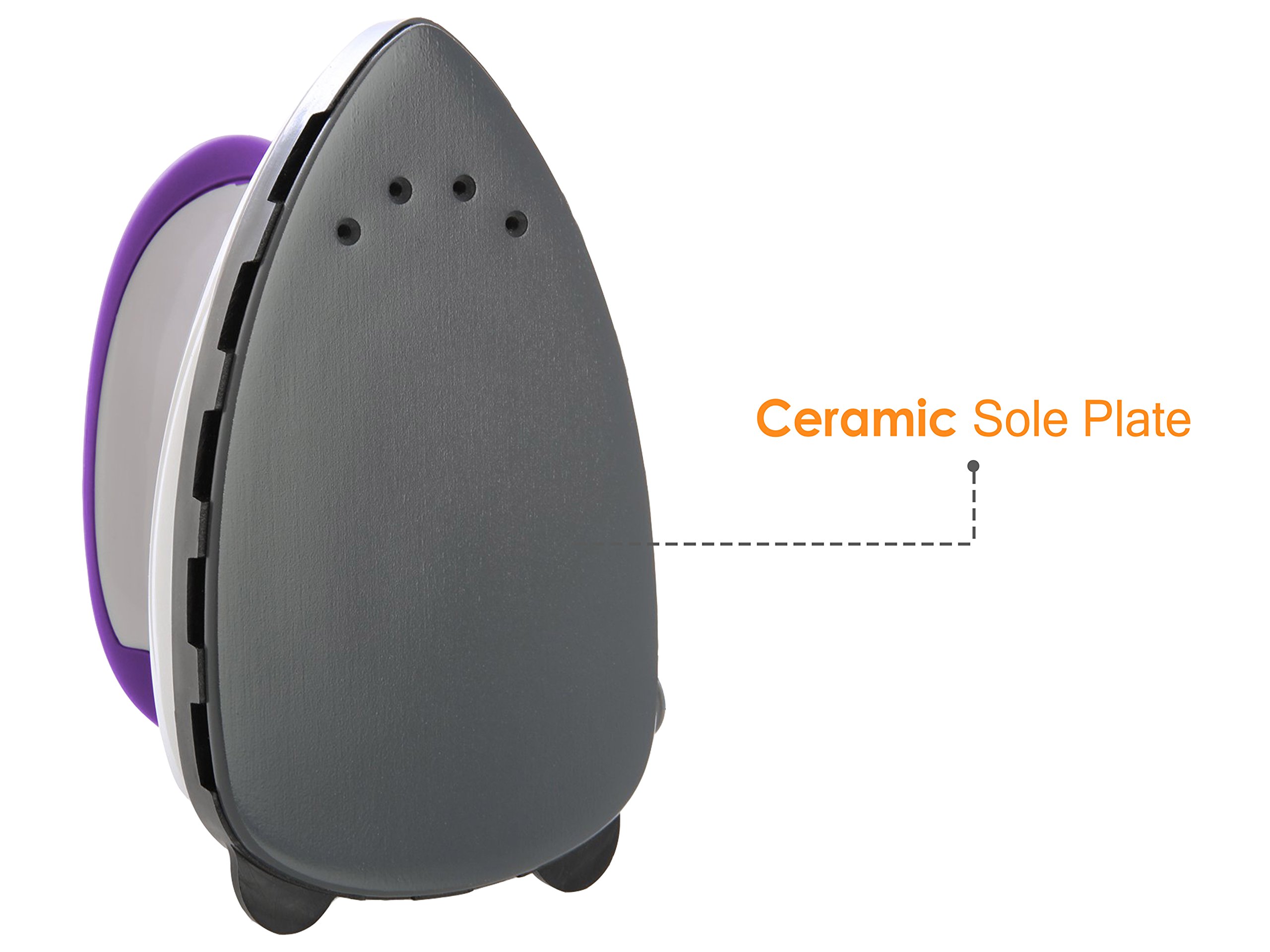 ANSIO Mini piastra da viaggio con suola in ceramica perfetta per viaggiare e trapuntatura - Design leggero e compatto - 2 anni di garanzia - Viola/bianco
