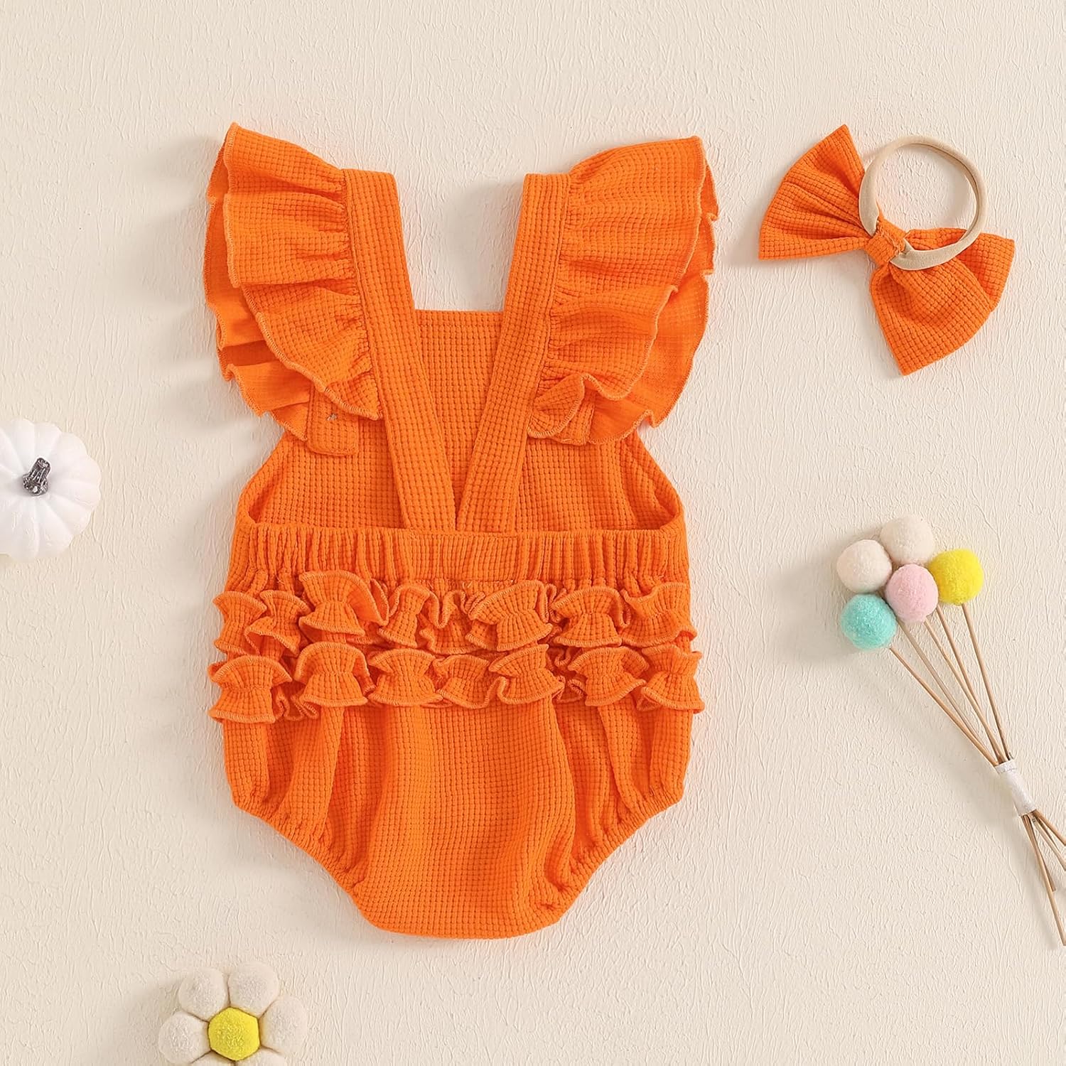 My First Halloween Baby Girl Outfit Newborn Fly Sleeve Ghost Romper Jumpsuit Cute Infant Halloween Clothes - Image 7