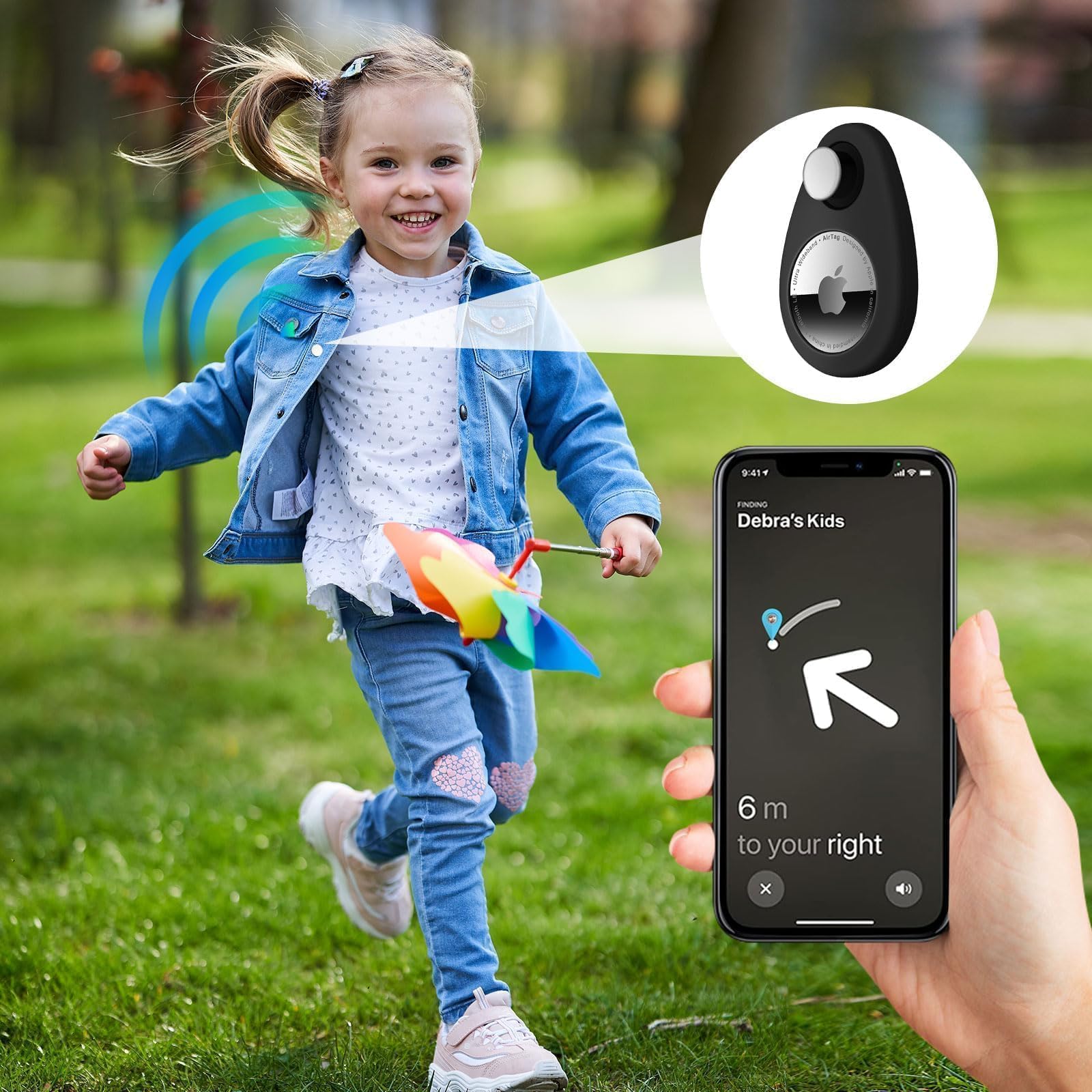 Tag nascosto GPS Tracker per bambini con localizzazione delle persone, custodia per bambini Android in tempo reale, custodia in silicone anti-rimozione nascosta con perni di sicurezza, adatto