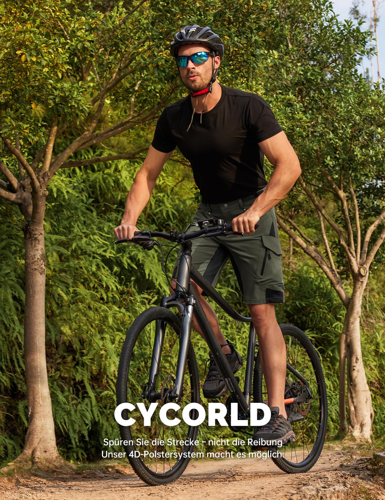 Cycorld Pantaloncini MTB Uomo, Pantaloncini da Ciclismo Asciugatura Rapida Mountain Bike Baggy, Bici Traspiranti con Chiusure Regolabili