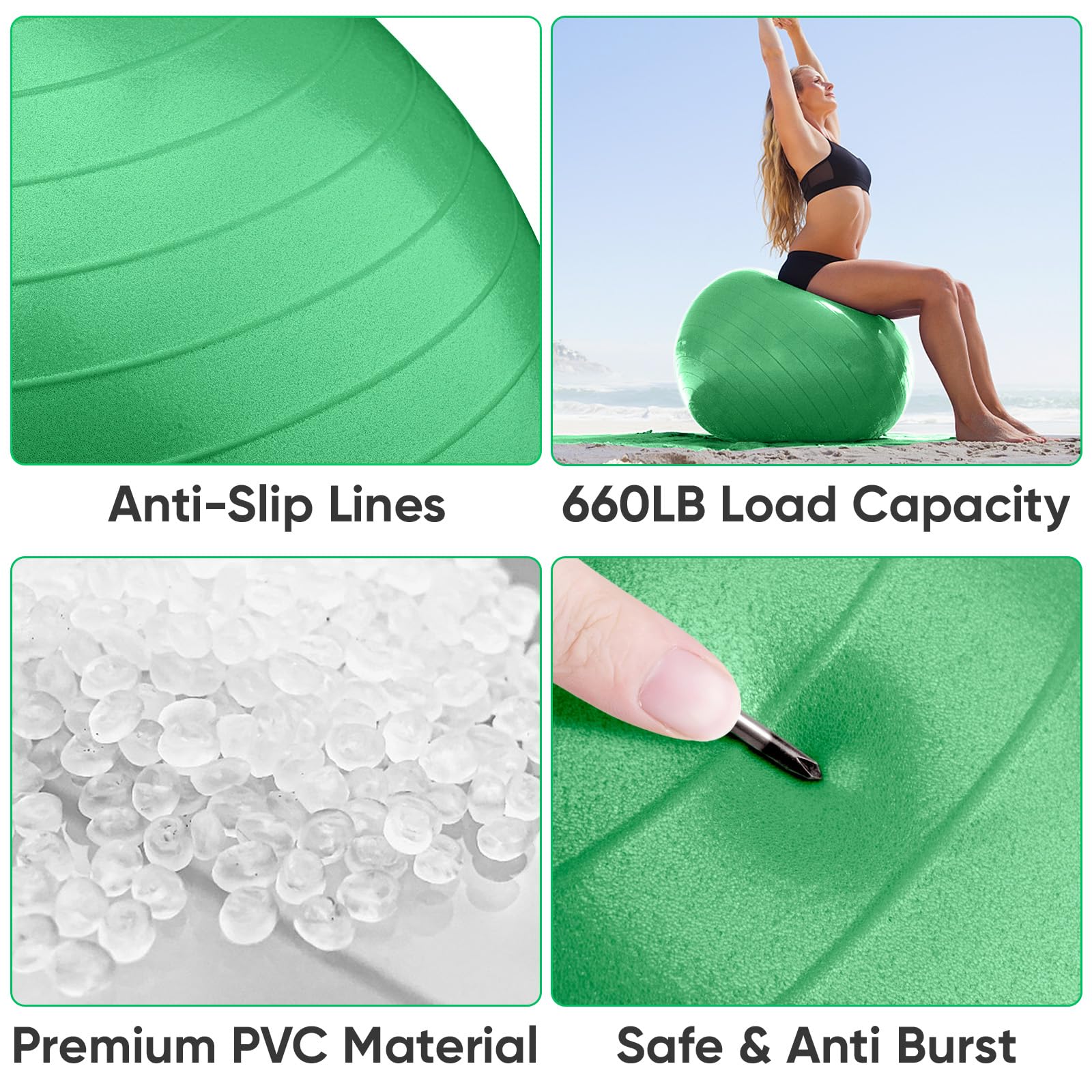 APEXUP Pelota de yoga antideslizante resistente para fitness, equilibrio y entrenamiento de núcleo