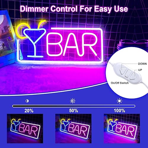 Miniatura 3 de YSMNDE Letreros de barra de neón para bar en casa, barra LED de neón con luz USB, letreros de pared de neón para bar de cerveza, coctel, bistró,