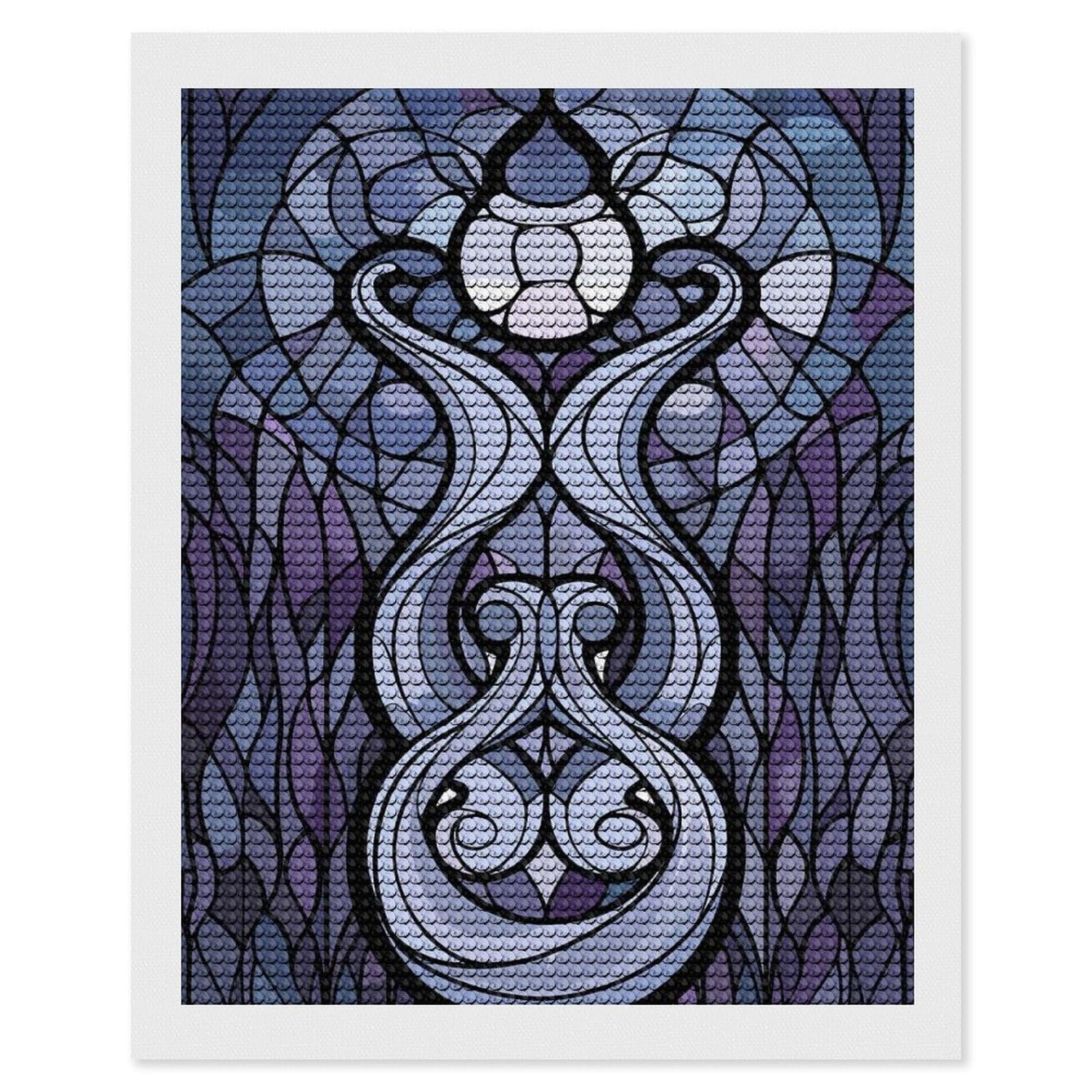 Junmoney Art Nouveau Stained Glass Design DIY Diamond Art Canvas Kit 16"x20", for Teens, Finish and Display, Holiday Gift Idea, Vintage Style Decor