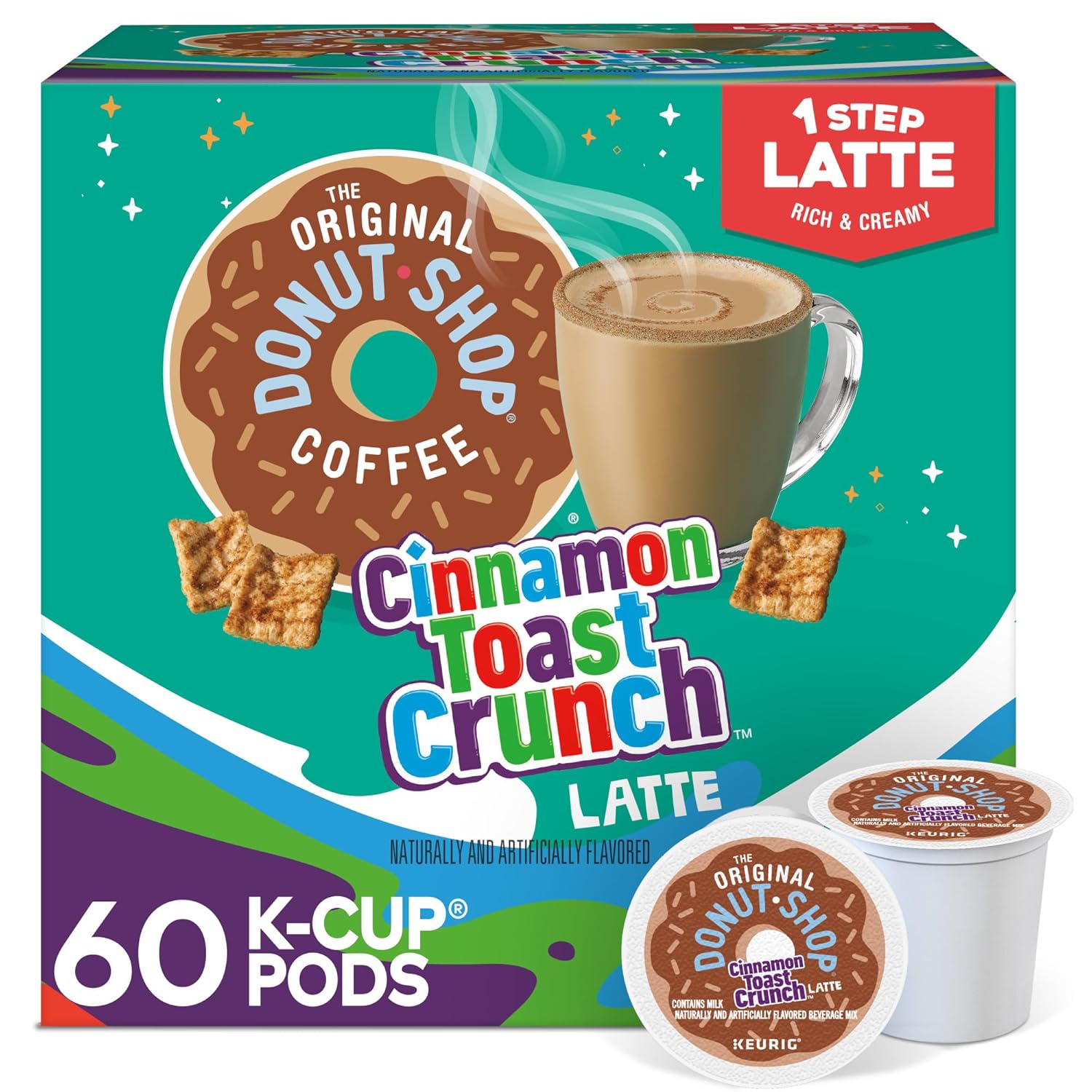 (Best by:2026/01/21) The Original Donut Shop One Step Cinnamon Toast Crunch Latte, Keurig Single Serve K-Cup Pods, 60 Count (6 Packs of 10)