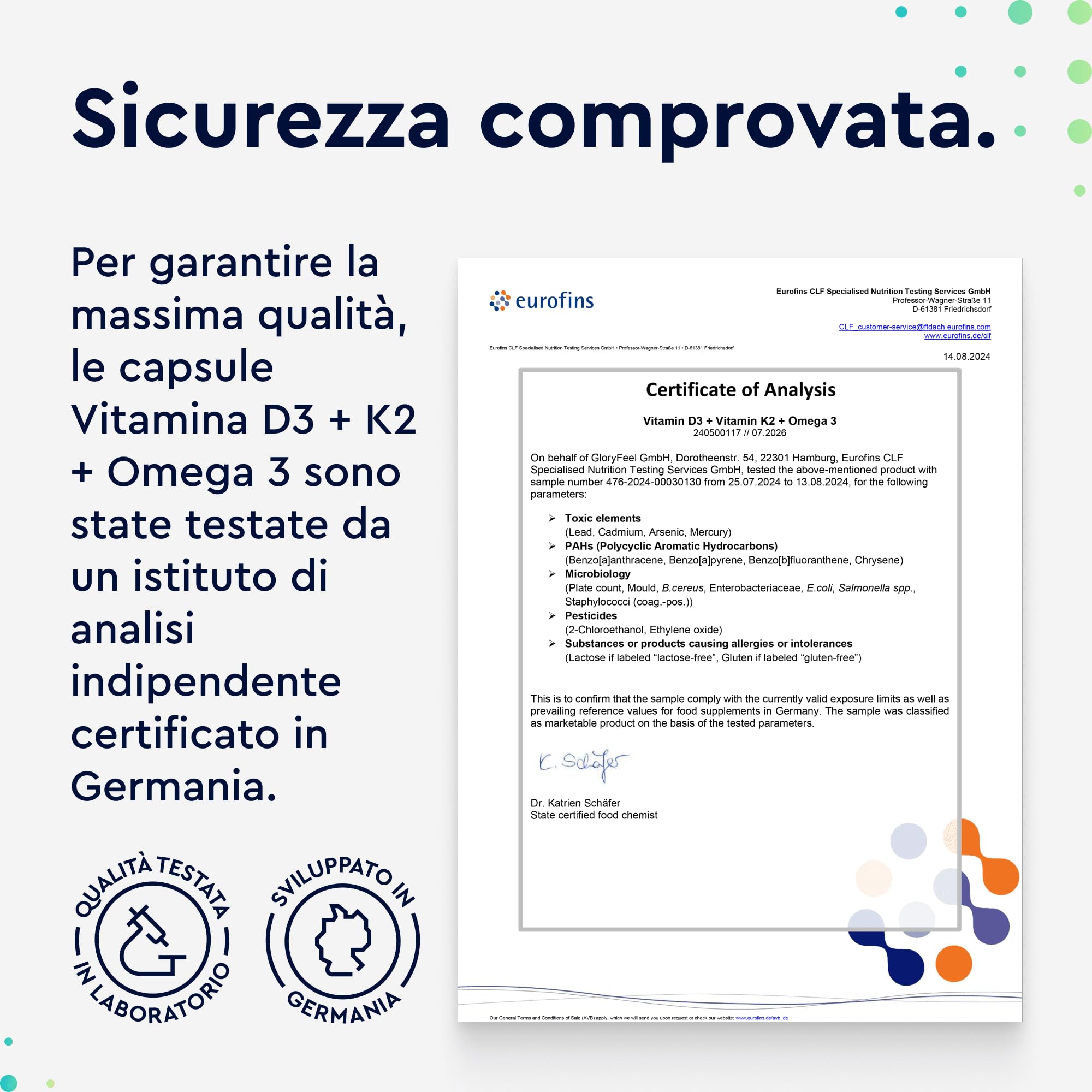 Vitamina D3 + K2 + Omega 3, 90 Capsule Softgel, Eletto PRODOTTO DELL'ANNO 2025, 2000UI Vitamin D, 100 µg Vitamina K (K2VITAL® di Kappa), 1000mg Olio di Pesce 400mg EPA e 300mg DHA