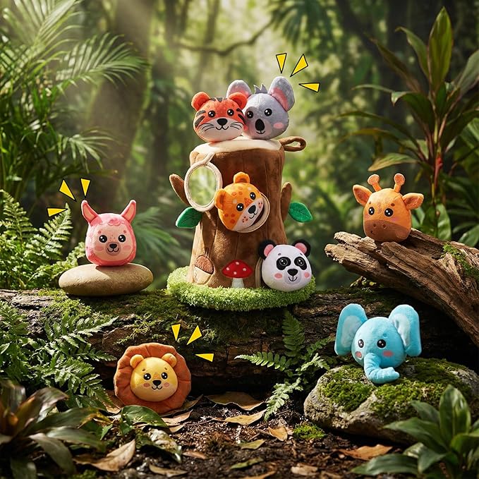 Set de 13 peluches animales con casa árbol - Bebés 6-24 meses miniatura 2