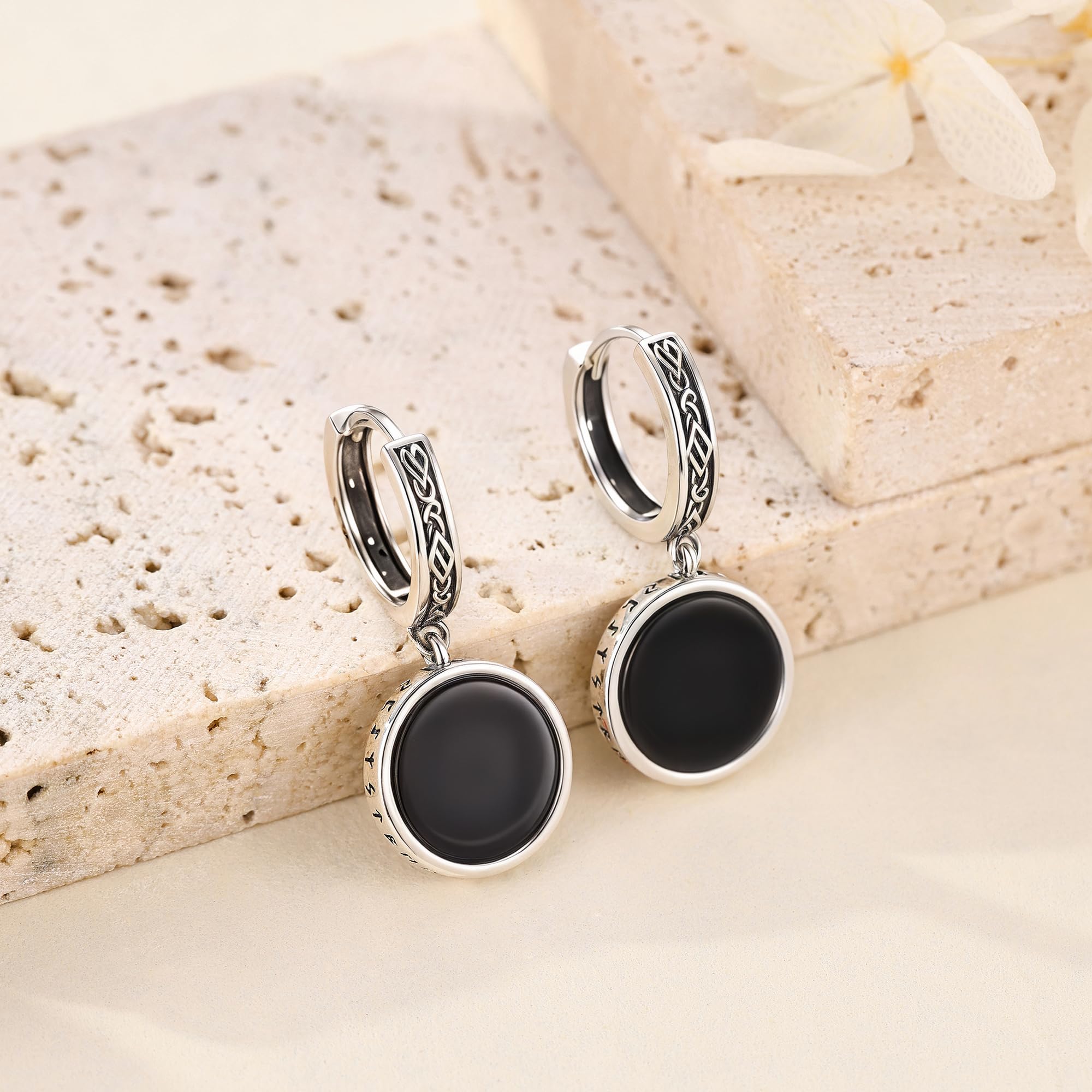 Pendientes vikingos de plata de ley para hombre, aretes de aro celta, joyería vikinga para hombre, Sin piedra preciosa