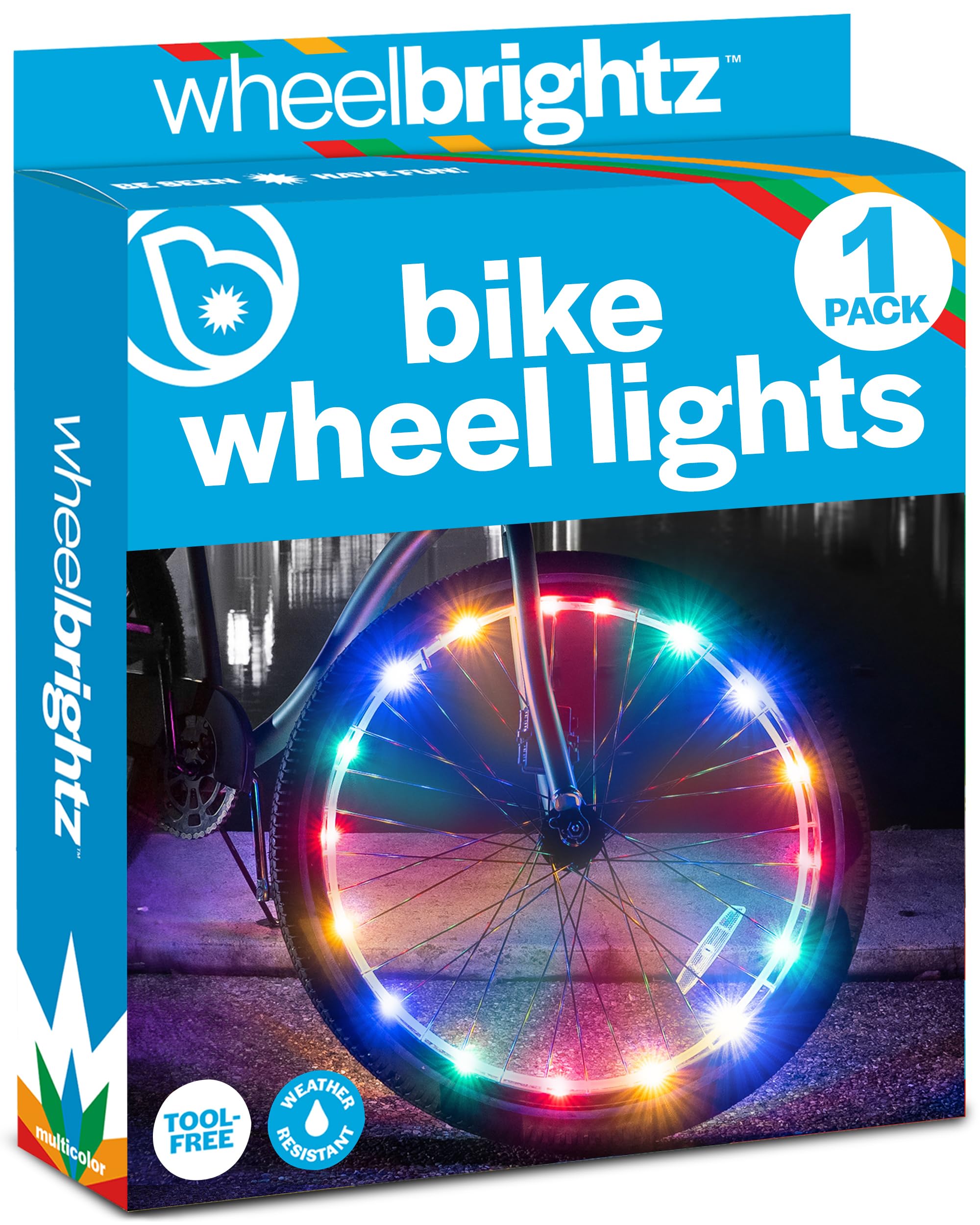 Wheelbrightz LED Bicycle Wheel Lights – Bright, Colorful Light for Bikes – Fits Front or Rear Tire – Weather-Resistant Tube with Battery Pack – for All Ages