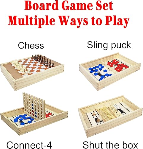 Miniatura 2 de Fast Sling Puck Juego 5 en 1, juego de mesa plegable de madera para adultos y familia