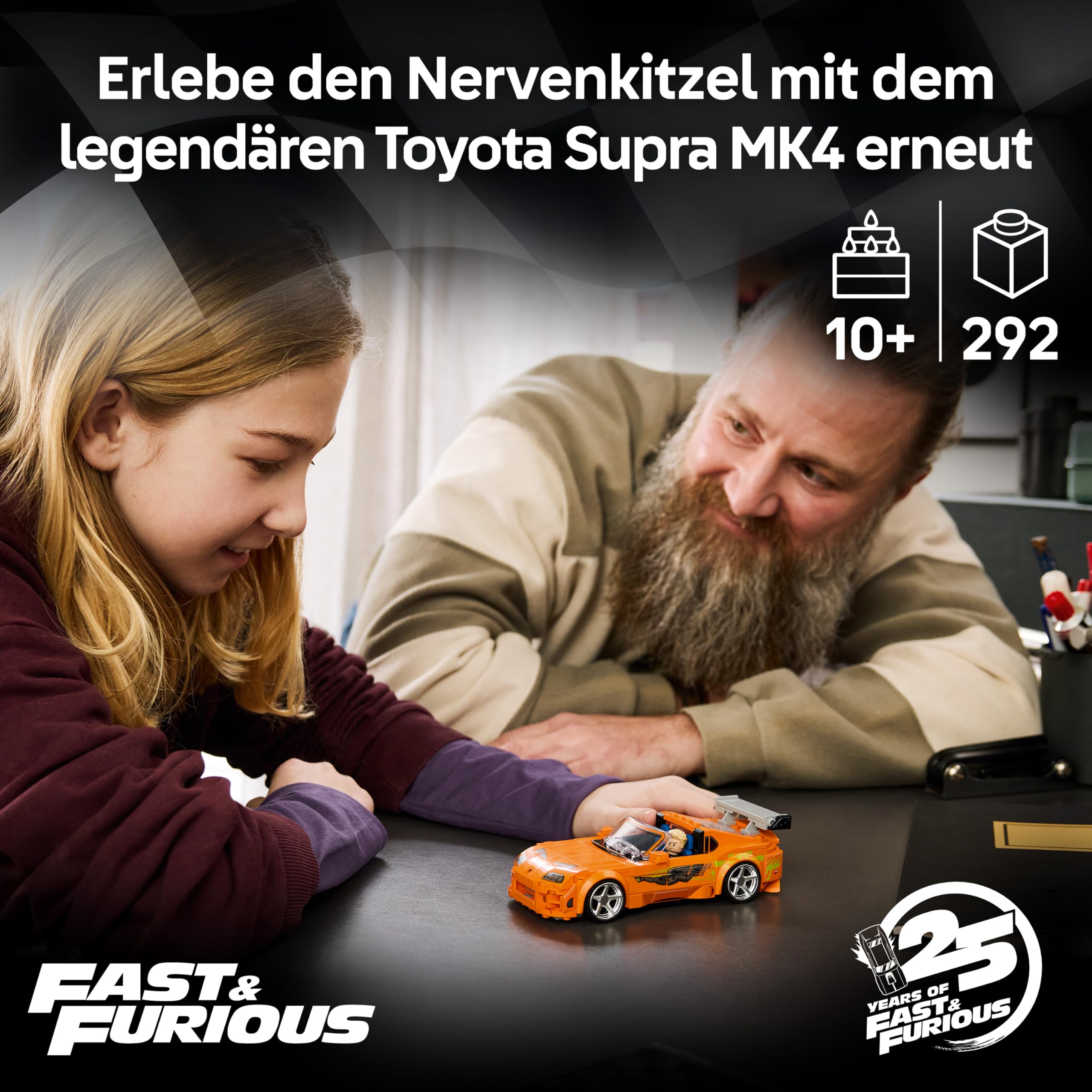 LEGO Speed Champions The Fast and The Furious Toyota Supra MK4 - Auto Spielzeug - Modellbau mit Bryan O'Conner Minifigur - Mint Geschenk für Jungen ab 10 Jahren und Jugendliche Filmfans - 77260