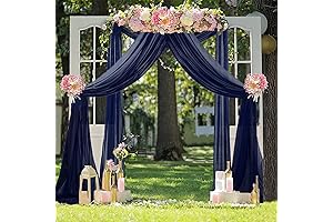 Elegant 20ft Navy Blue Chiffon Fabric Drapery for Stunning Wedding Arches